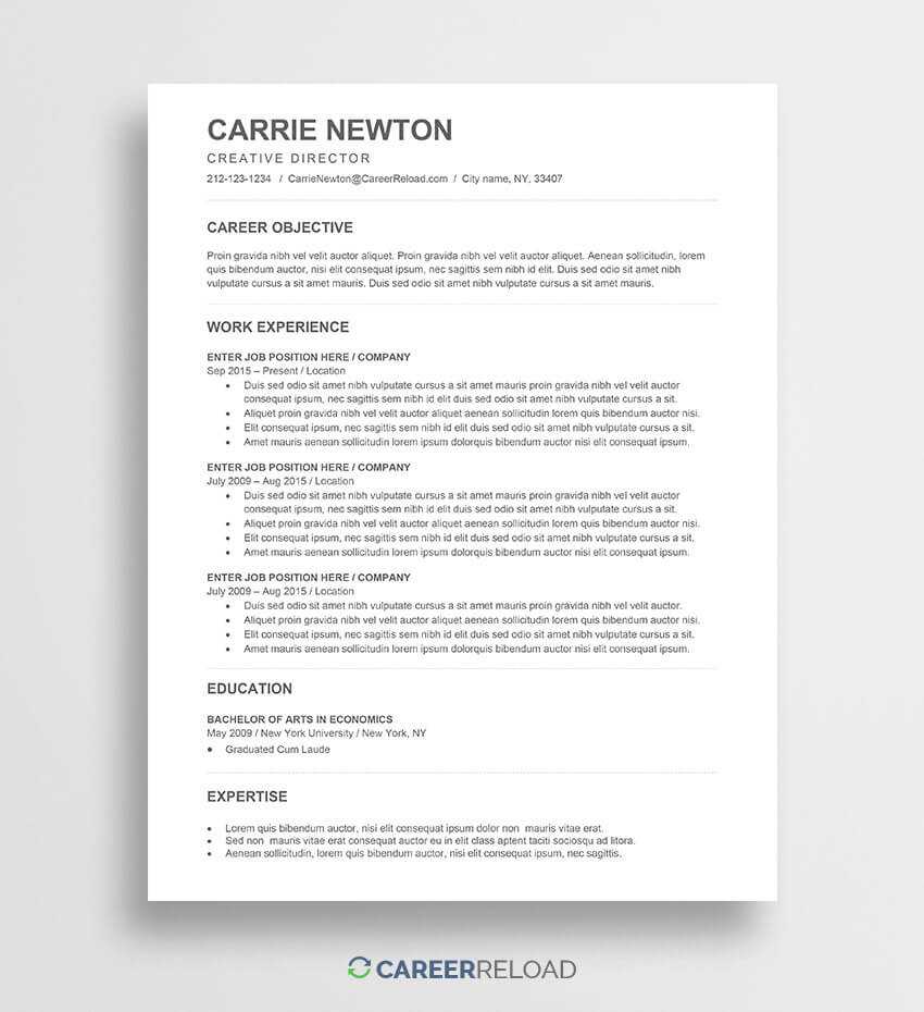 Free Word Resume Templates – Free Microsoft Word Cv Templates For How To Find A Resume Template On Word