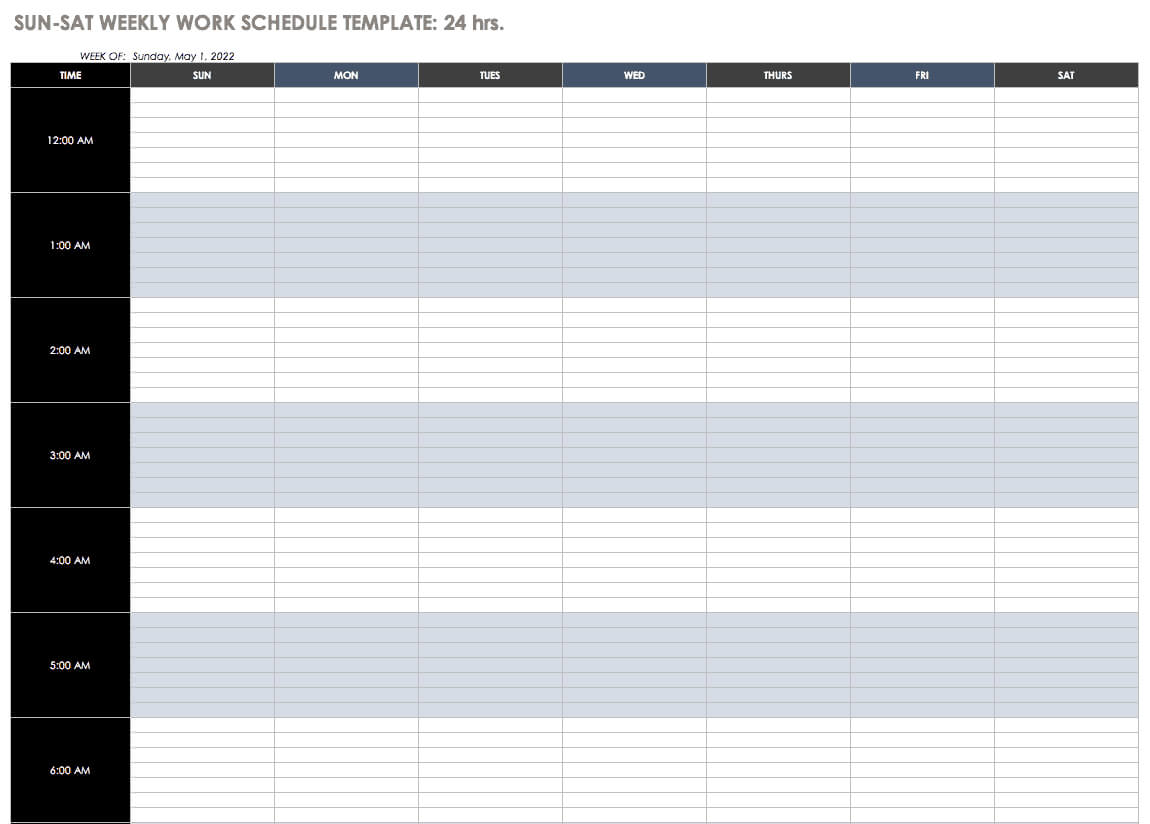 Free Work Schedule Templates For Word And Excel |Smartsheet Throughout Blank Monthly Work Schedule Template