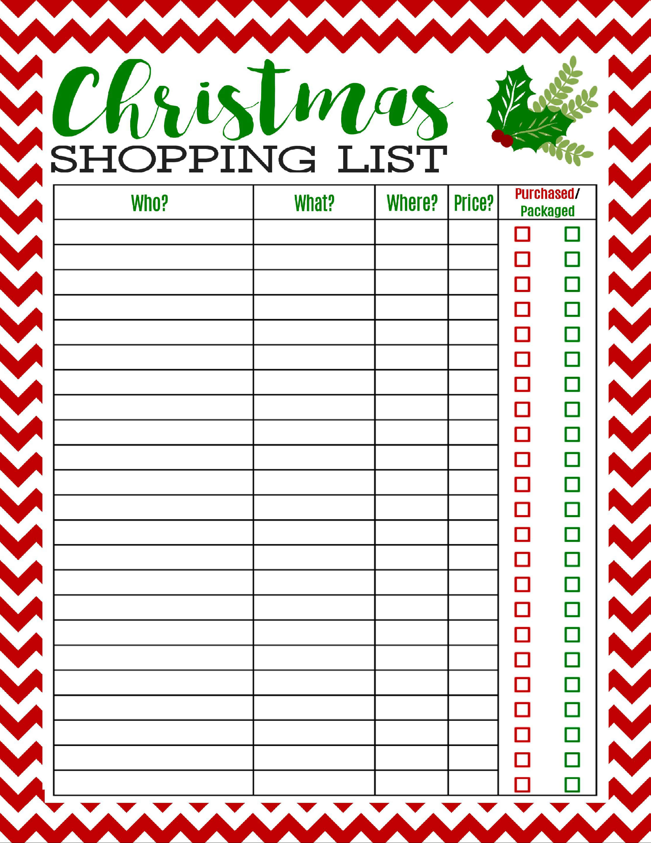 Freebie Printable Christmas Shopping List | Best Of In Christmas Card List Template