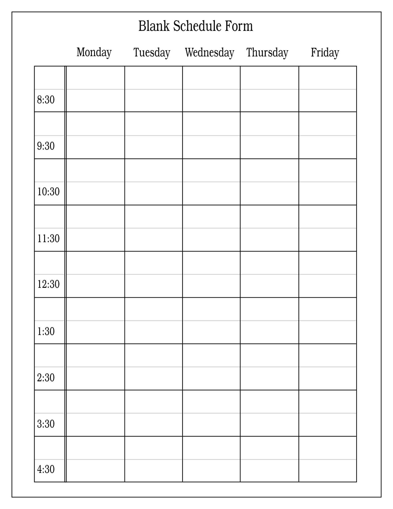Free+Blank+Daily+Schedule+Form | Daily Schedule Template Regarding Printable Blank Daily Schedule Template