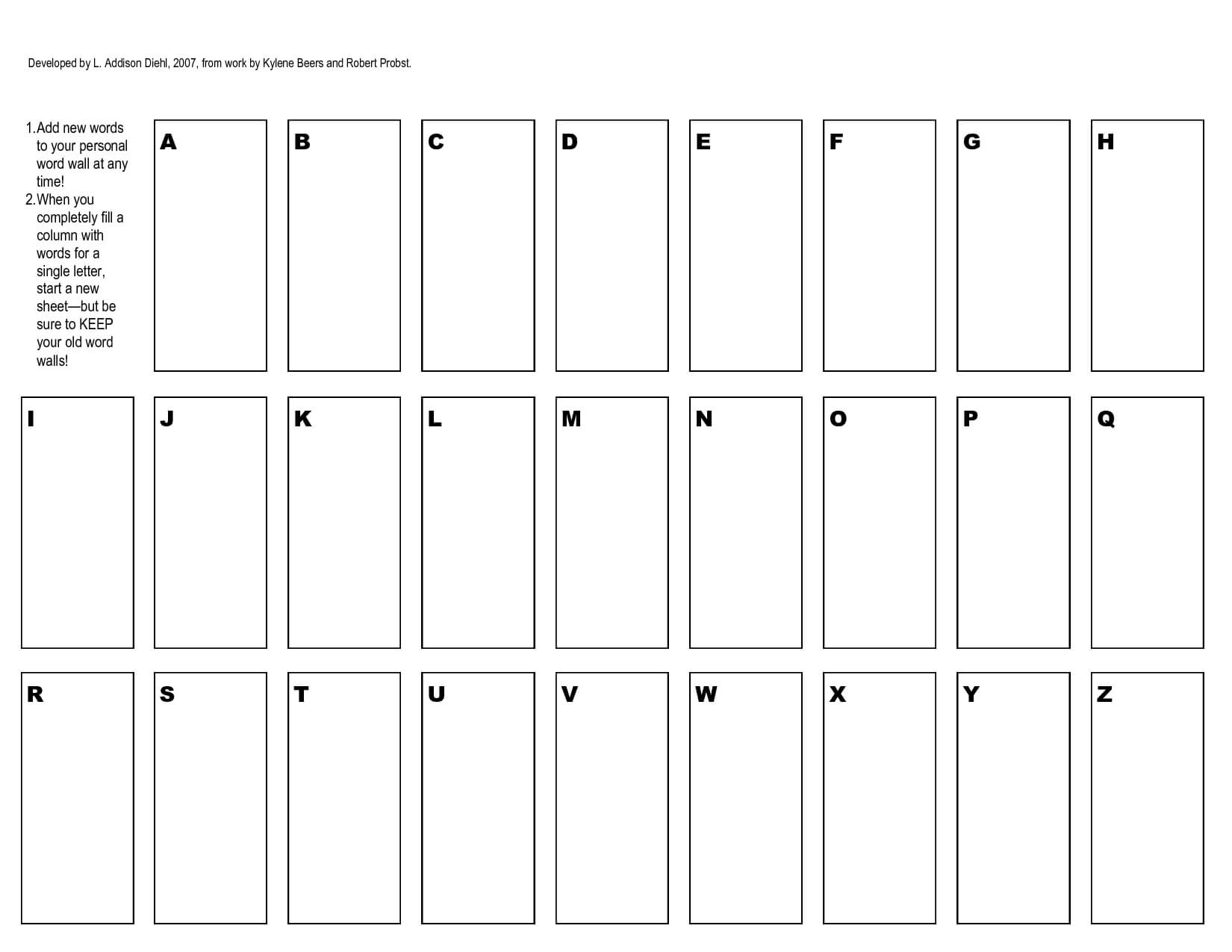 Free+Printable+Word+Wall+Templates | 2Nd Grade Spelling Regarding Personal Word Wall Template