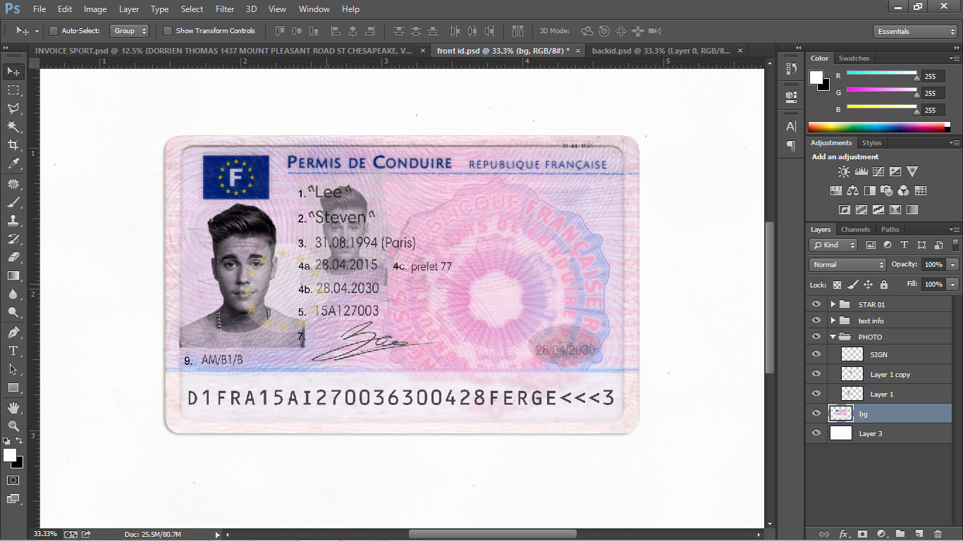 French Driver License (Permis De Conduire) Psd Template With Regard To French Id Card Template
