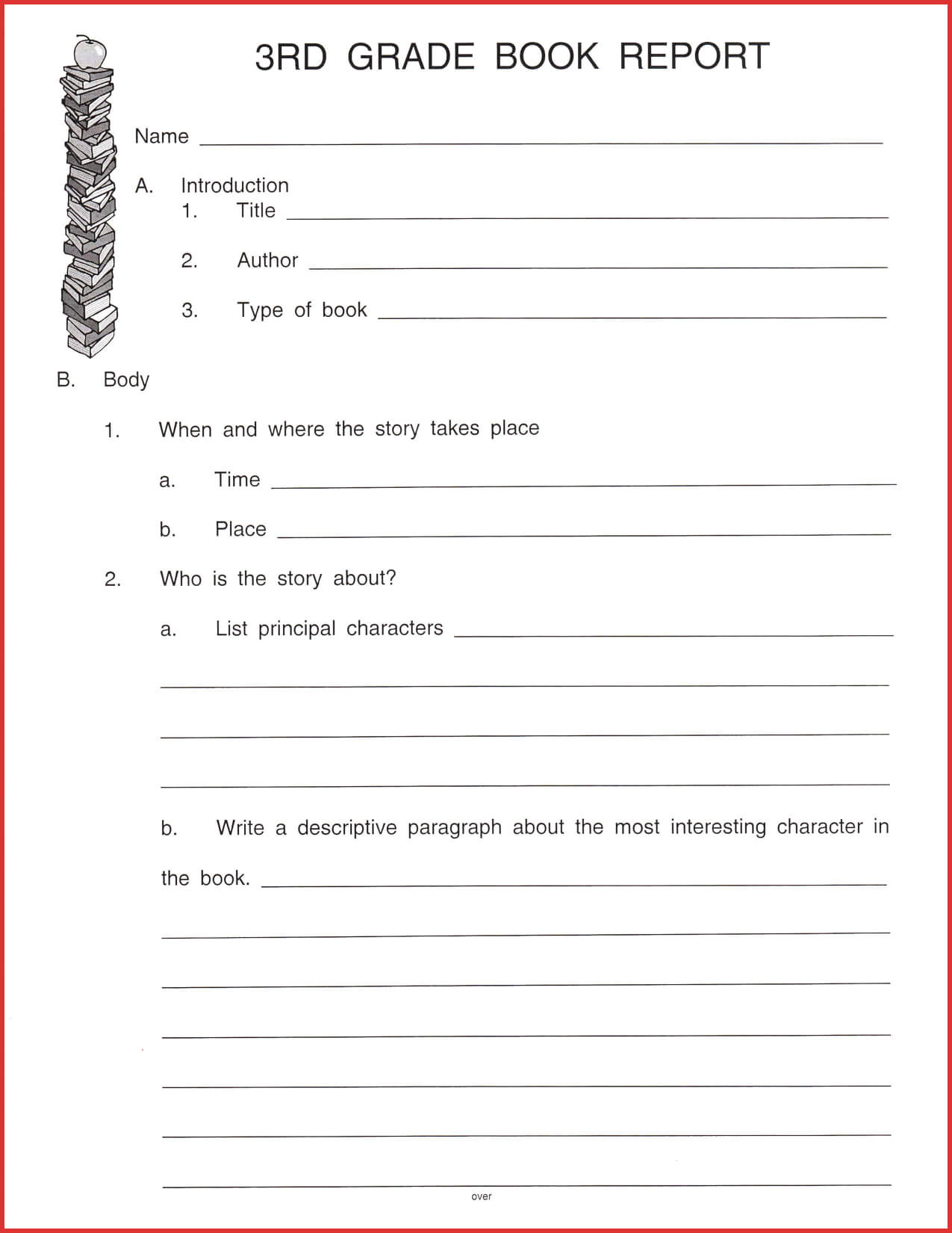 Fresh 3Rd Grade Book Report Template | Job Latter For 1St Inside 1St Grade Book Report Template