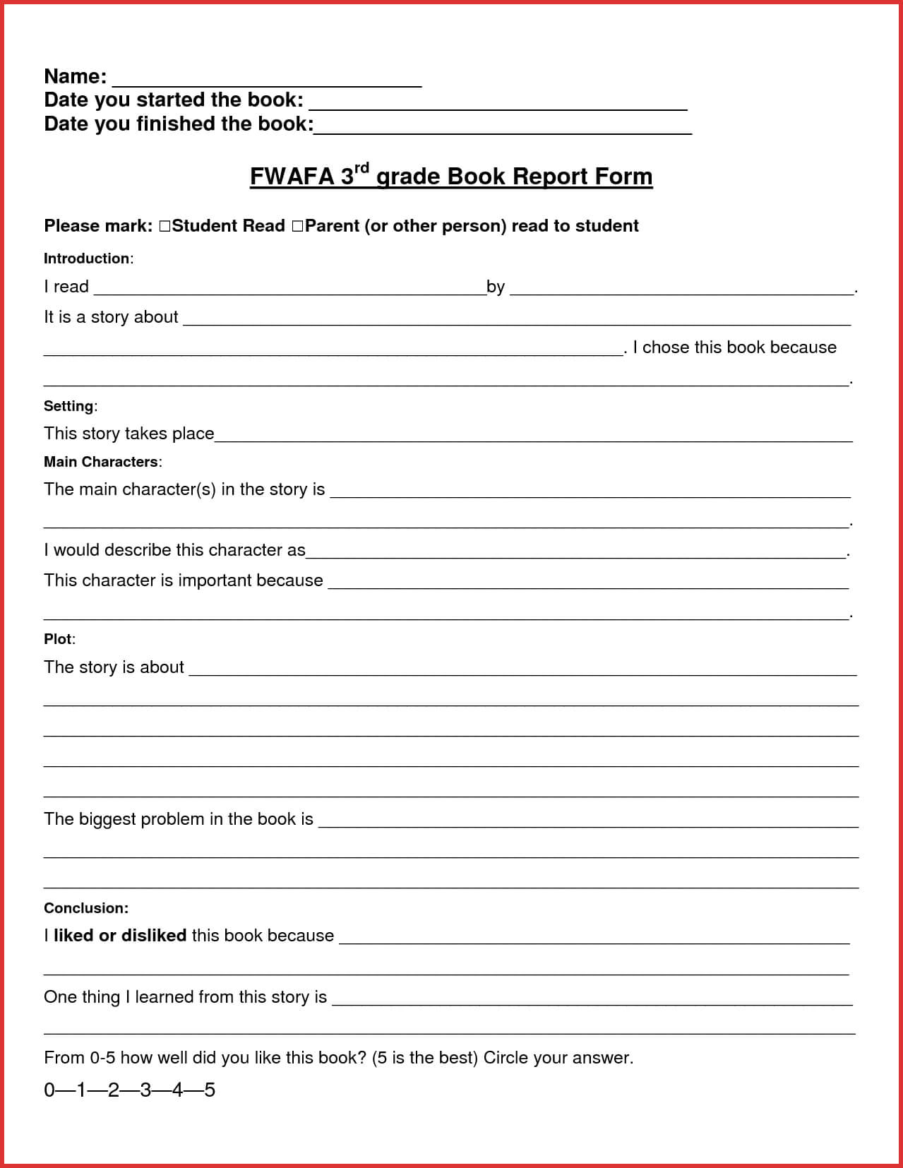 Fresh 3Rd Grade Book Report Template | Job Latter Intended For One Page Book Report Template