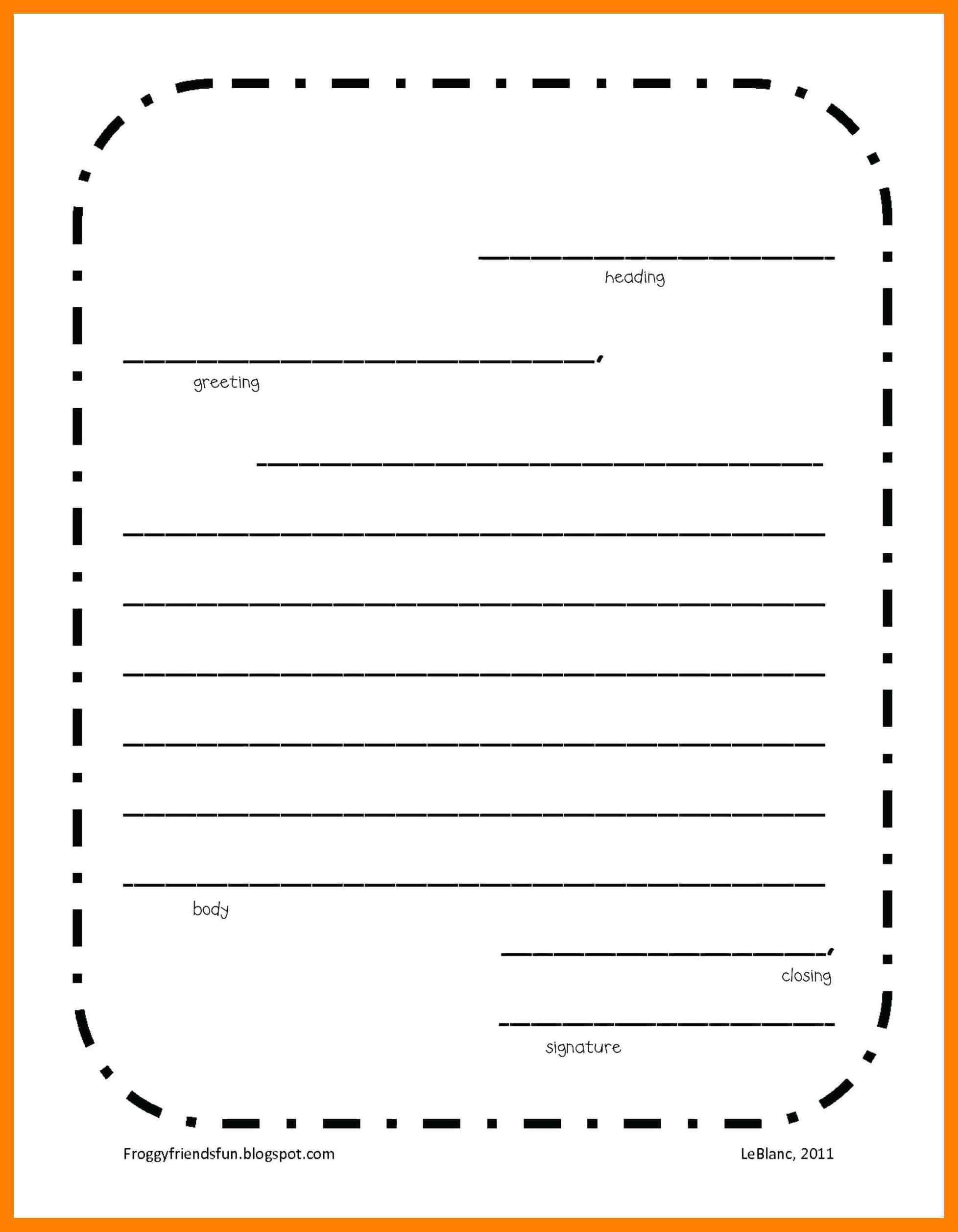 Friendly Letter Template 2Nd Grade Printable Free For First Intended For Blank Letter Writing Template For Kids