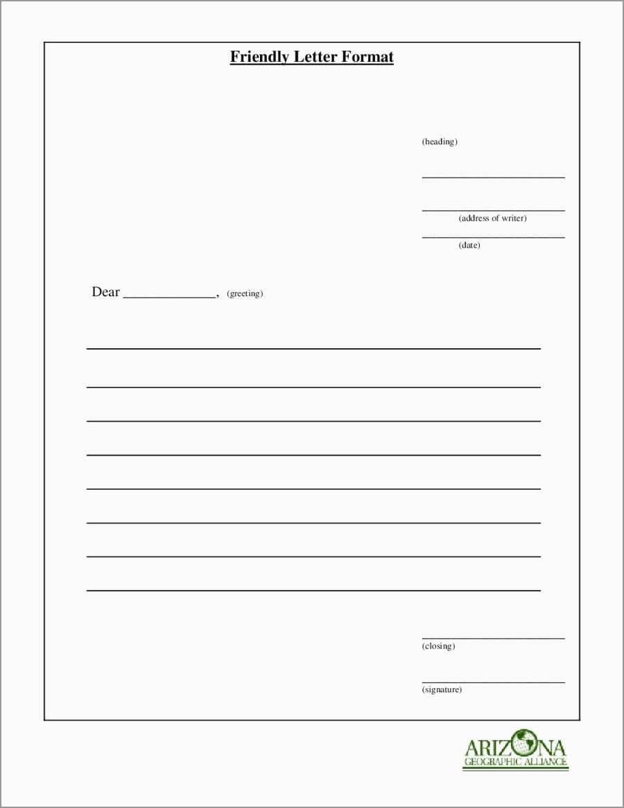 Friendly Letter Template 2Nd Grade Writing A Printable In Blank Letter Writing Template For Kids