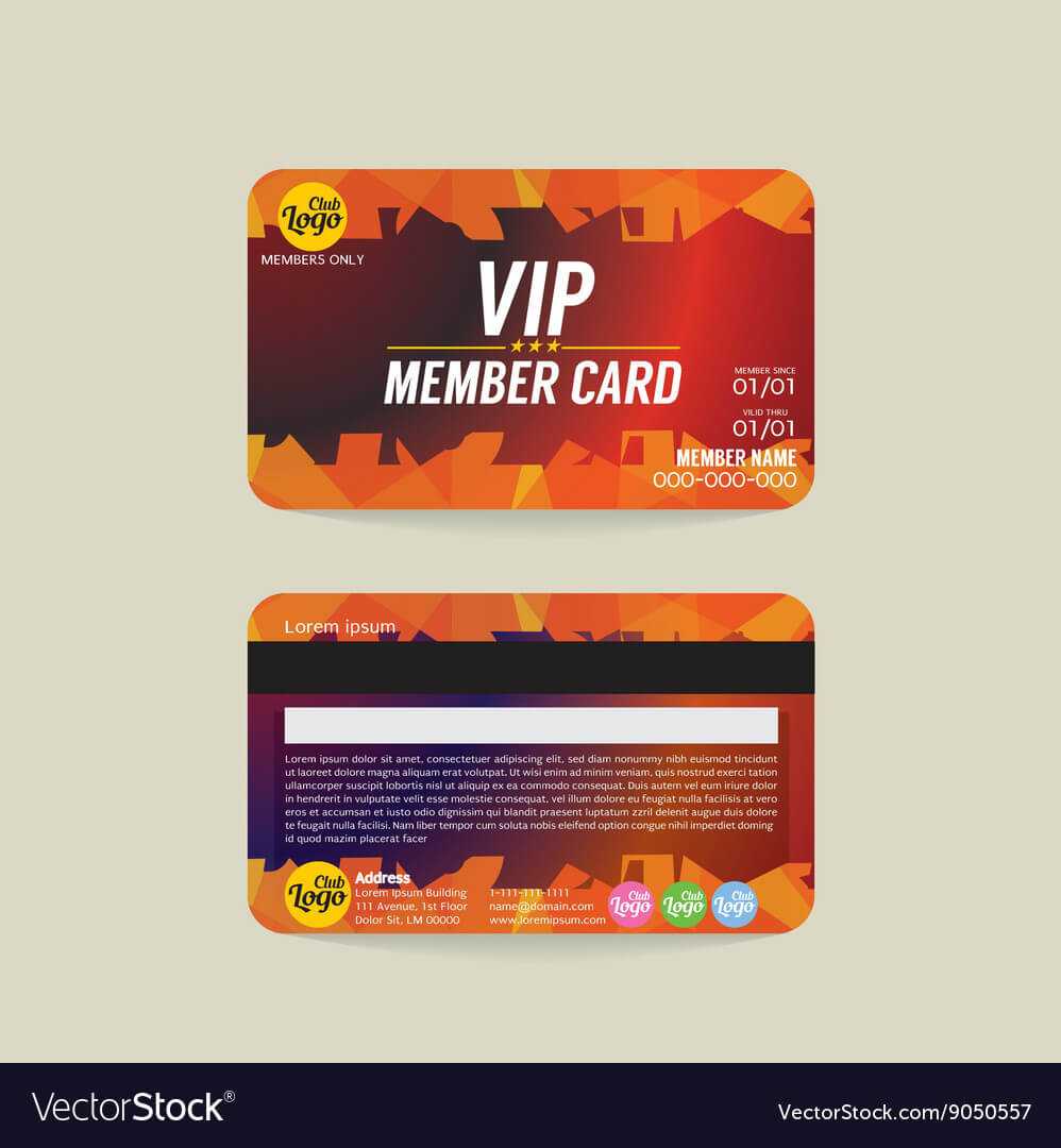 Front And Back Vip Member Card Template Inside Template For Membership Cards