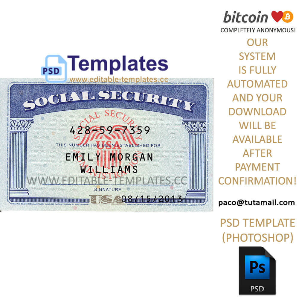Fully Editable Ssn Usa Psd Template Pertaining To Social Security Card Template Psd