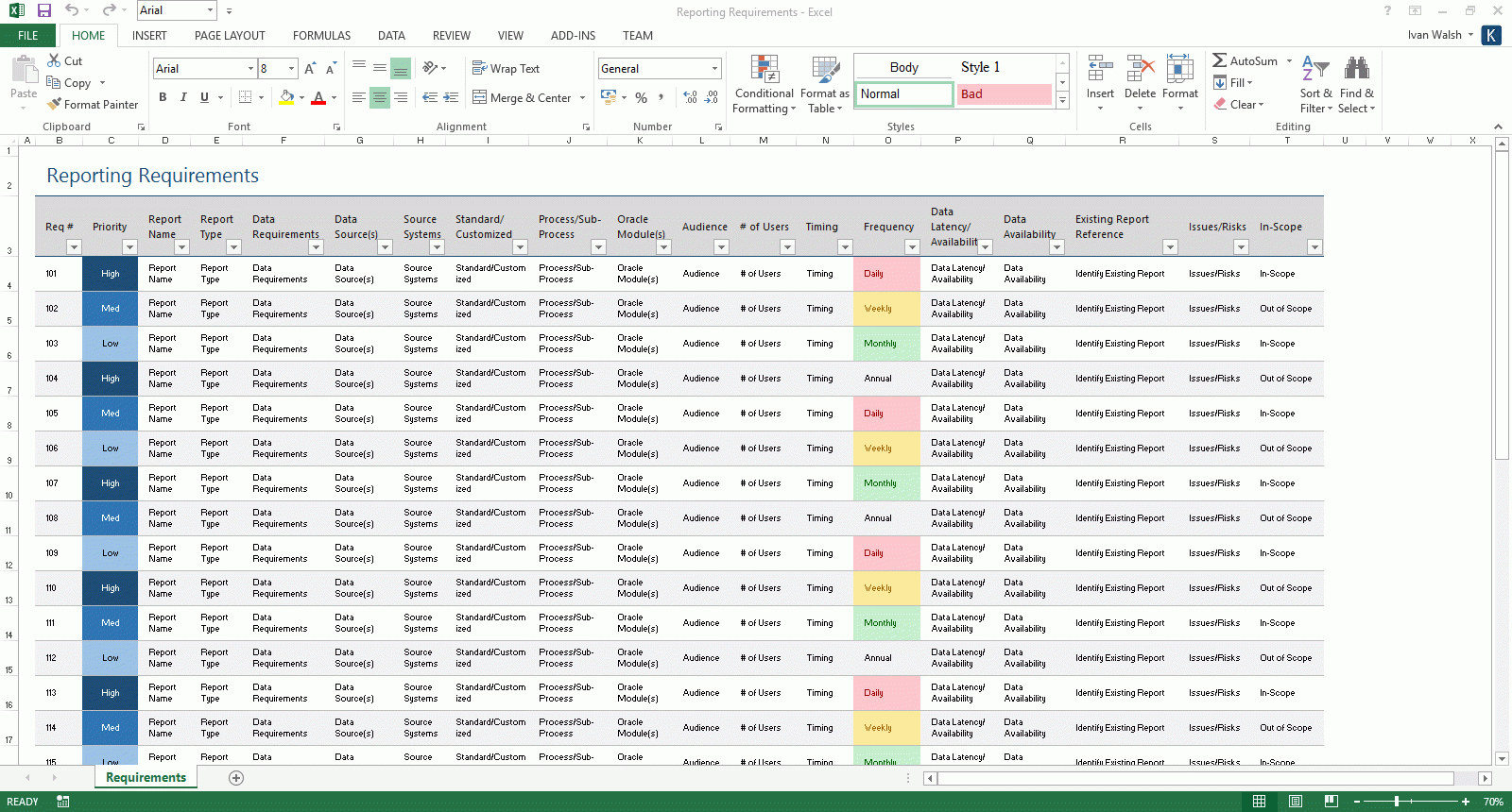 Functional Requirements Templates With Reporting Requirements Template