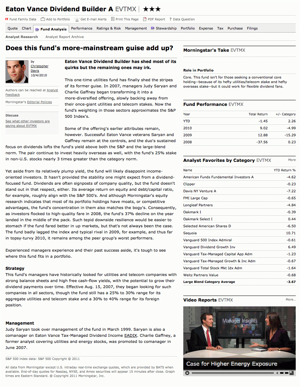 Fund Analyst Report (Sample) For Stock Analyst Report Template