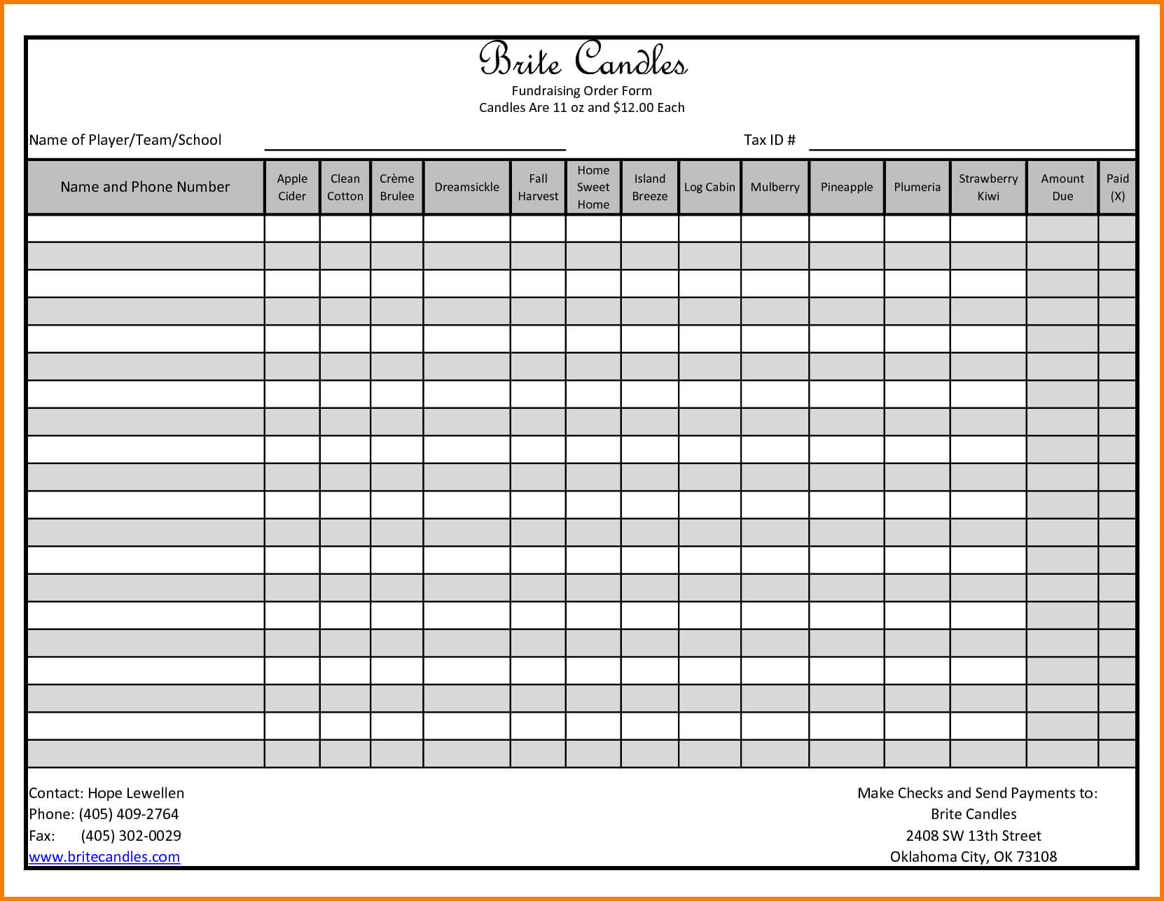 Fundraiser Order Form Template Excel | Order Form Template With Blank Fundraiser Order Form Template
