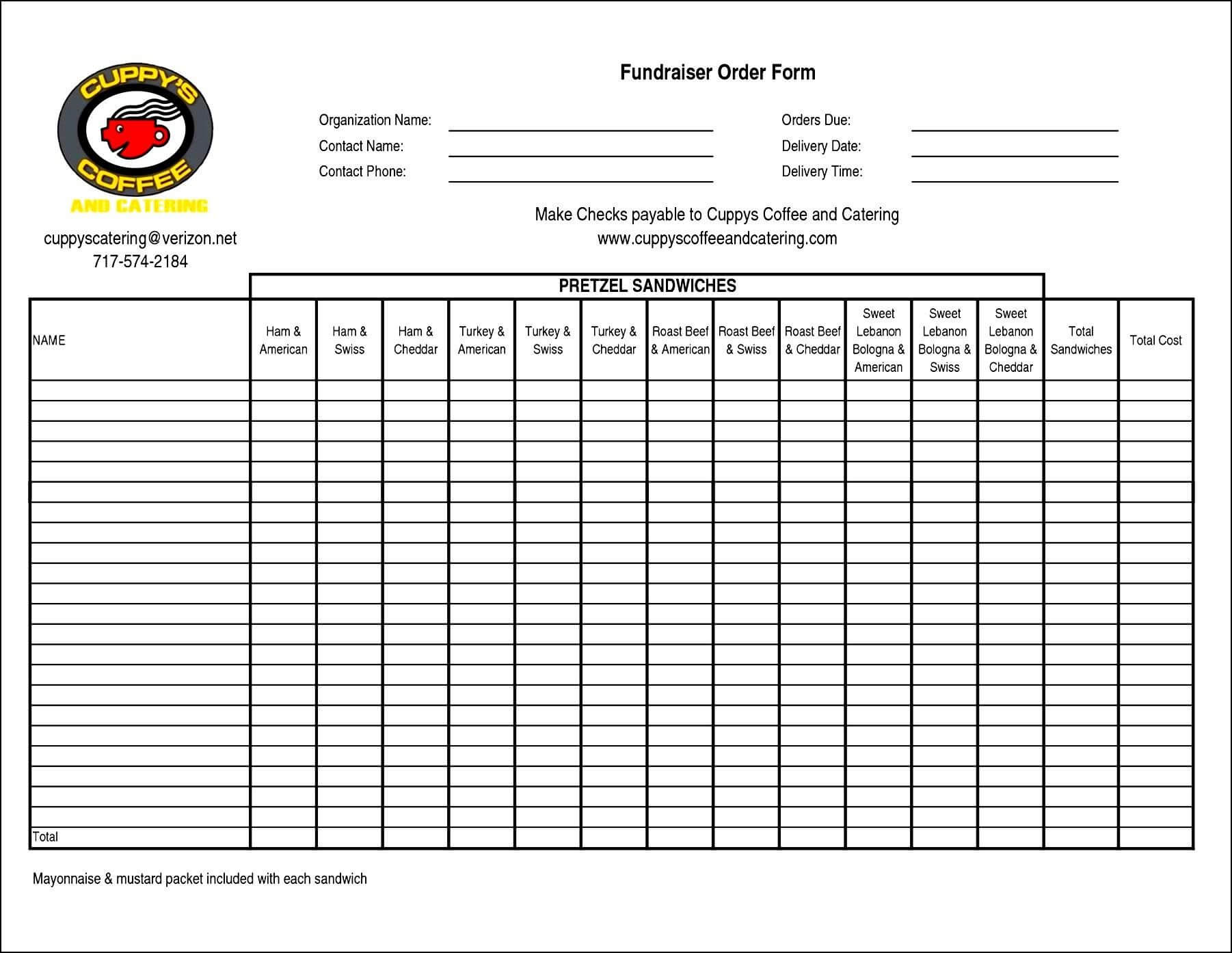 Fundraiser Order Sheet Templates | Besttemplates123 | Event Pertaining To Blank Fundraiser Order Form Template