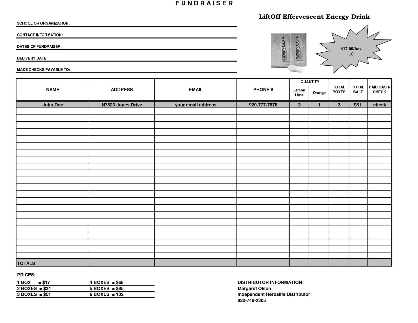 Fundraiser Template Excel Fundraiser Order Form Template Within Blank Fundraiser Order Form Template