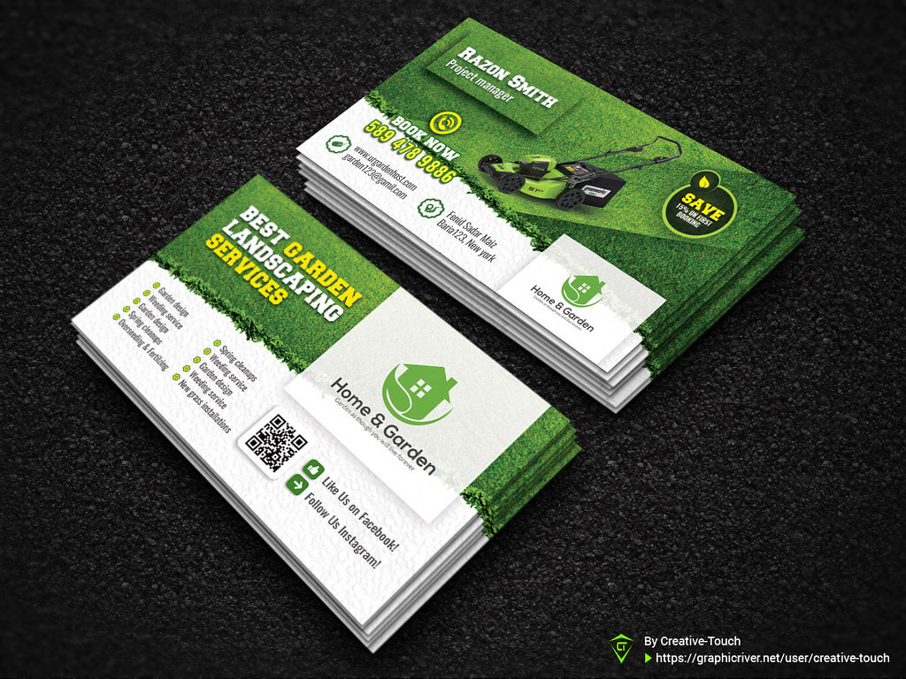 Garden Landscape Business Card Template | Fully Editable Tem Inside Gardening Business Cards Templates