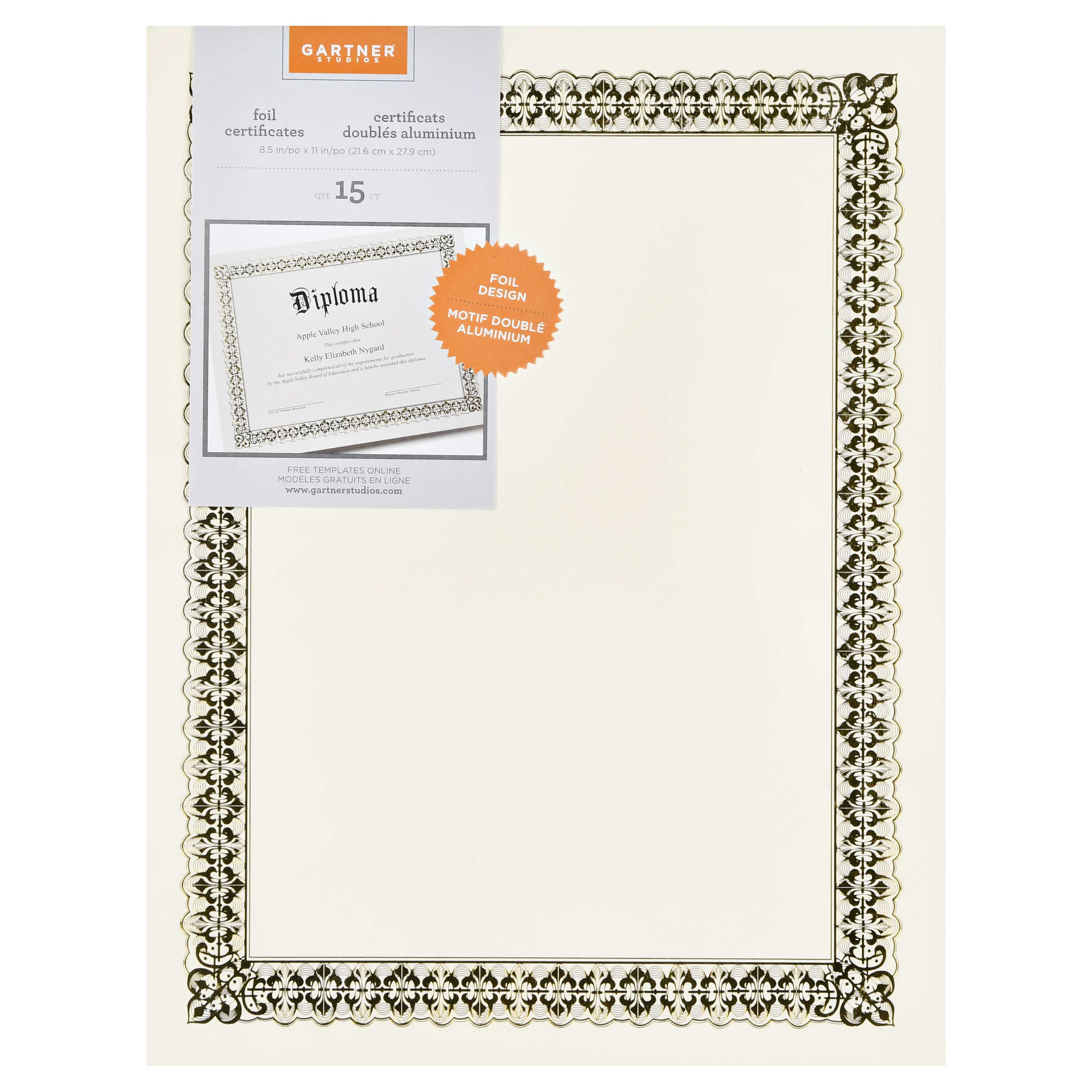 Gartner Studios 36004 S Gold Foil Certificate Within Gartner Certificate Templates