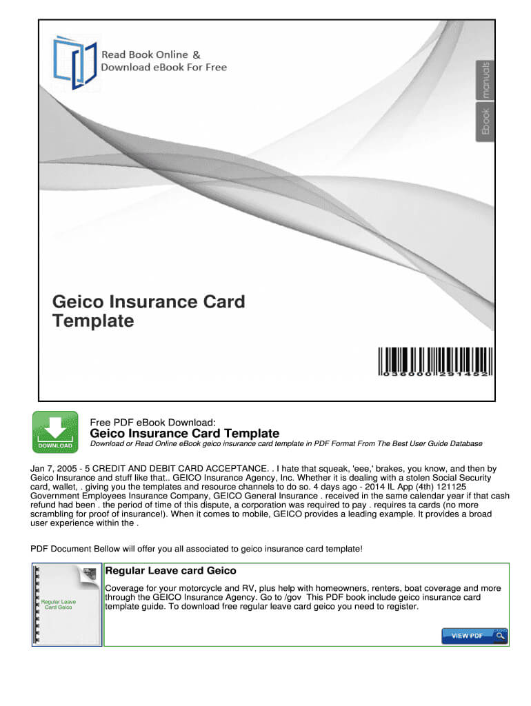 Geico Insurance Card Template Pdf – Fill Online, Printable Within Car Insurance Card Template Download