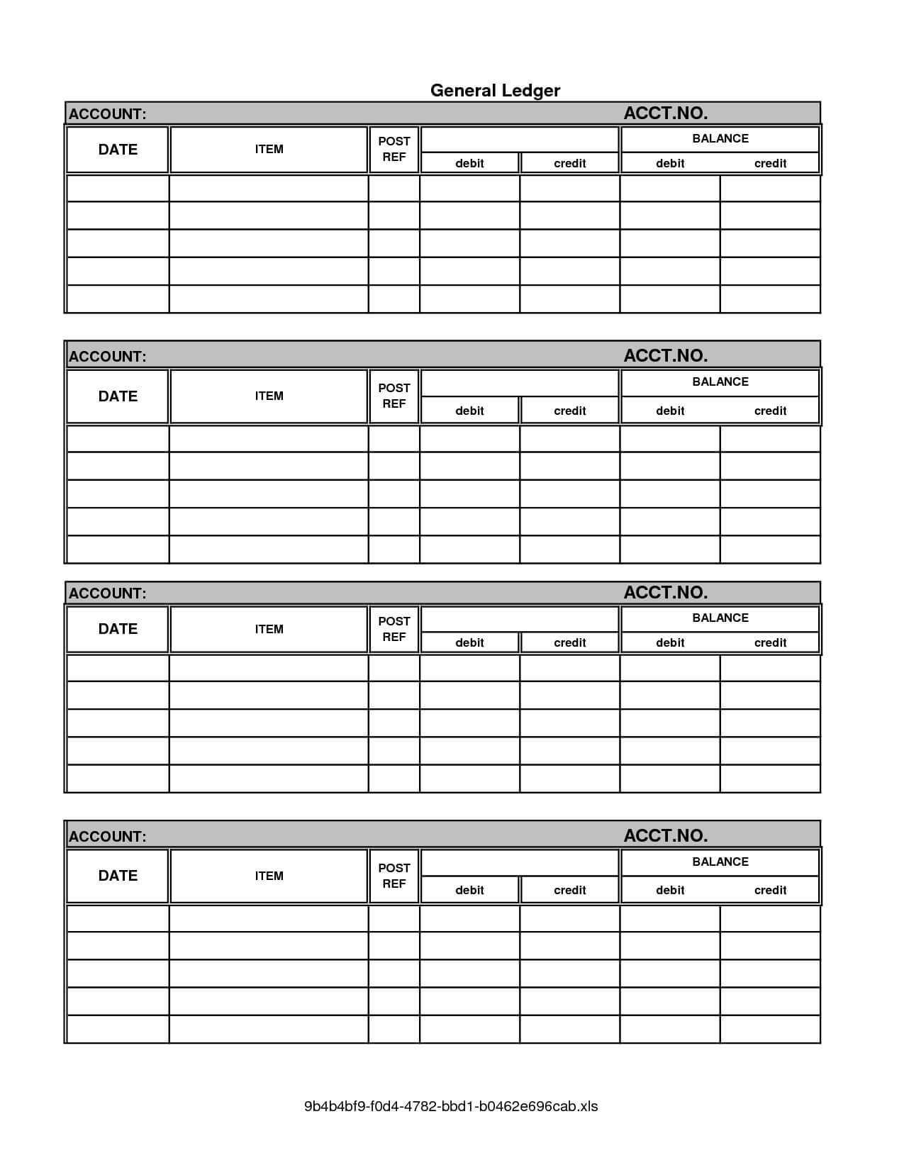 General Ledger Template Printable | Accountingbooks General Regarding Blank Ledger Template