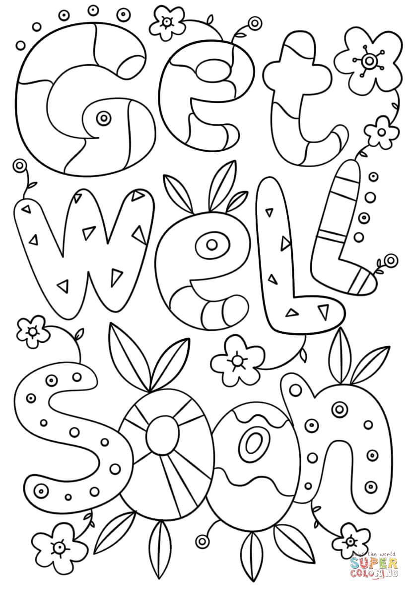 Get Well Soon Doodle Coloring Page | Free Printable Coloring Throughout Get Well Soon Card Template