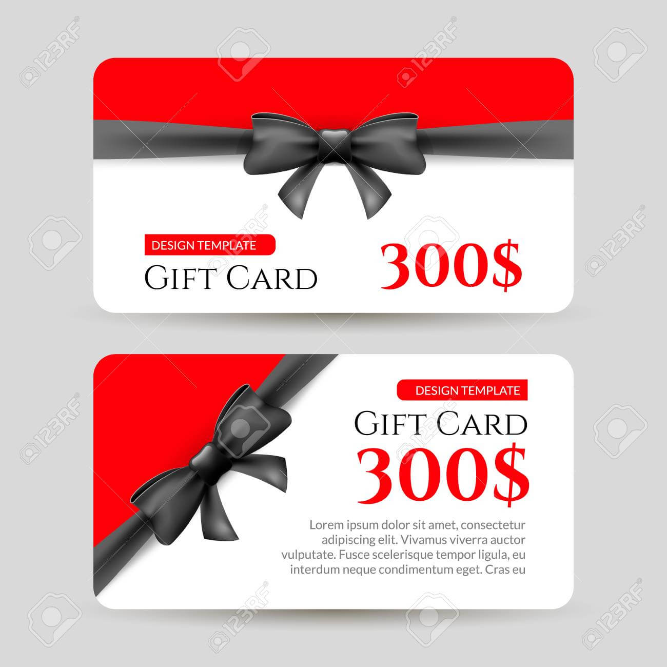 Gift Card With Golden Element And Bow. Gift Card Template Design Regarding Present Card Template