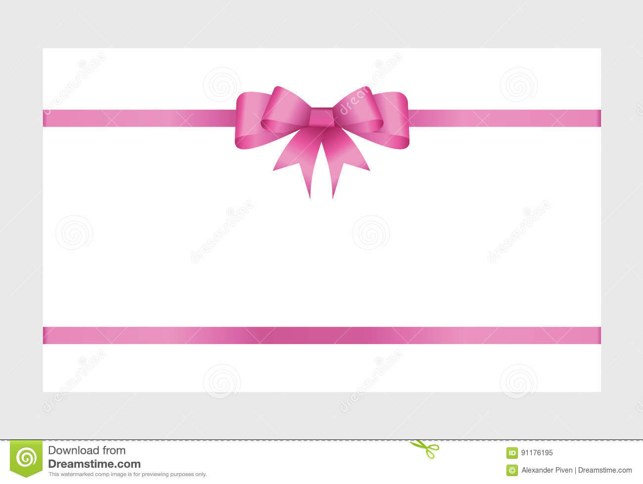 Gift Card With Pink Ribbon And A Bow Stock Vector Throughout Pink Gift Certificate Template