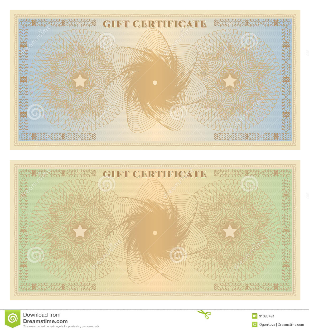 Gift Certificate (Voucher) Template With Borders Stock In This Certificate Entitles The Bearer To Template