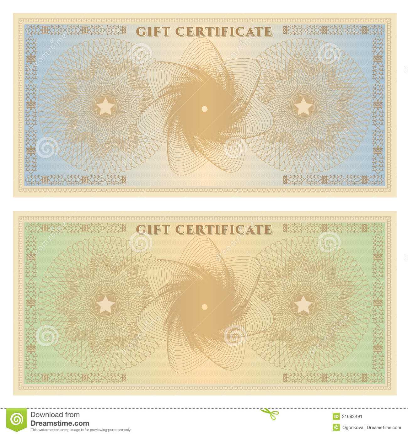 Gift Certificate (Voucher) Template With Borders Stock In This Certificate Entitles The Bearer To Template