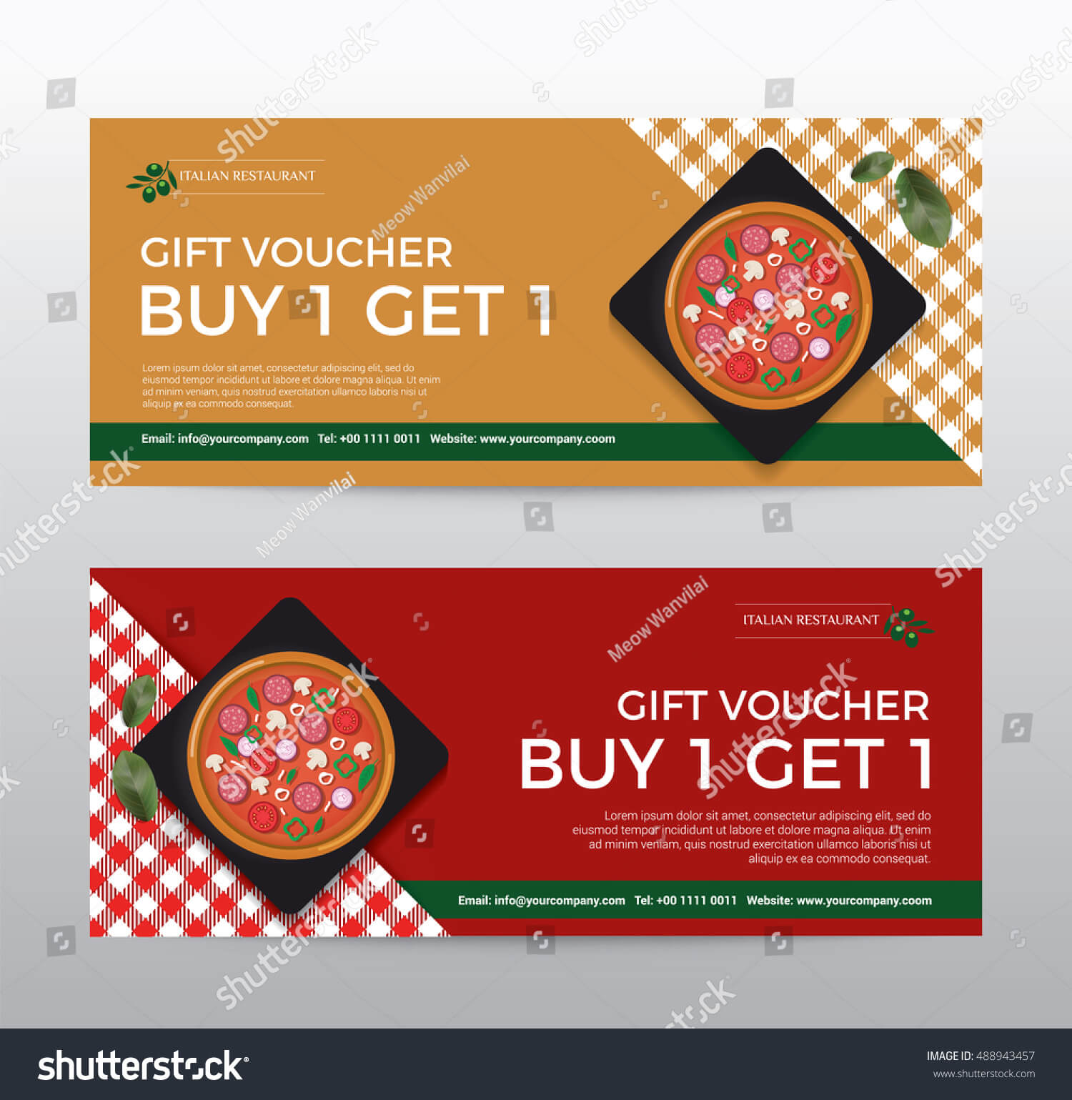 Gift Voucher Template Food Pizza Restaurant Stock Vector In Pizza Gift Certificate Template