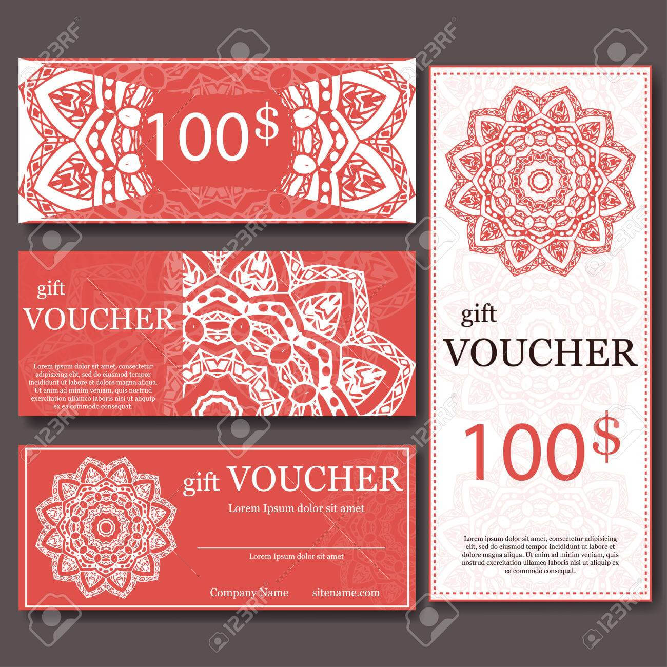 Gift Voucher Template With Mandala. Design Certificate For Sport.. In Yoga Gift Certificate Template Free