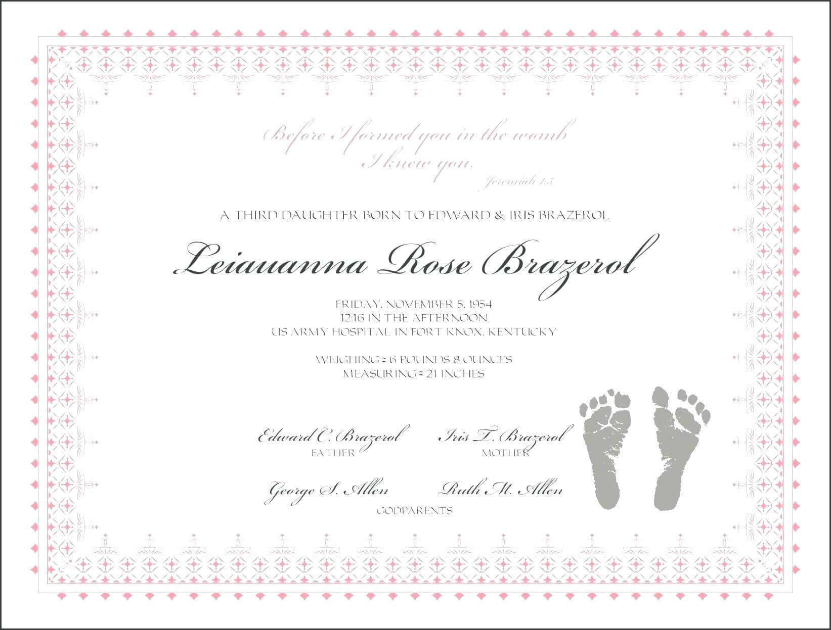 Girl Birth Certificate Template – Wovensheet.co Throughout Girl Birth Certificate Template