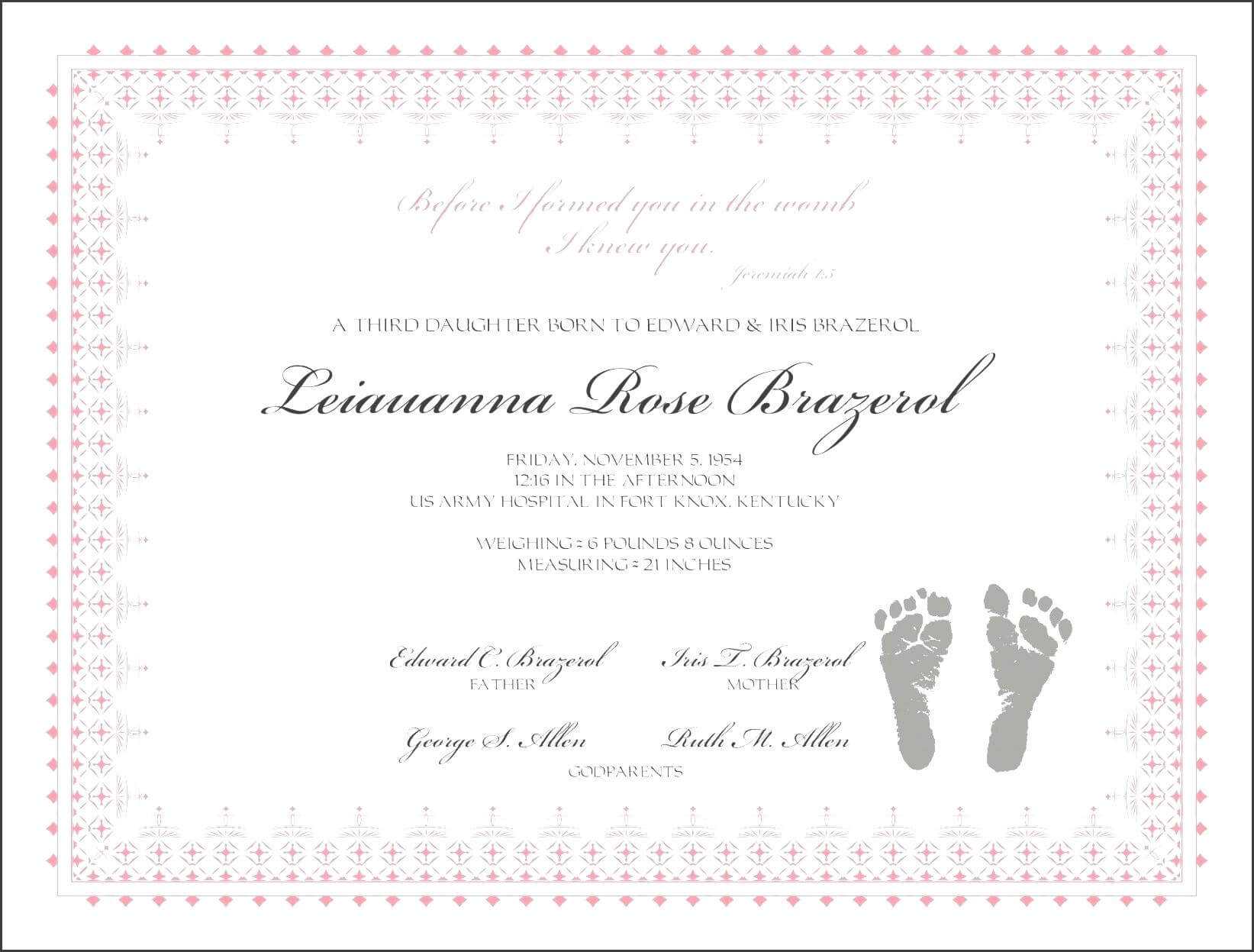 Girl Birth Certificate Template – Wovensheet.co Throughout Girl Birth Certificate Template