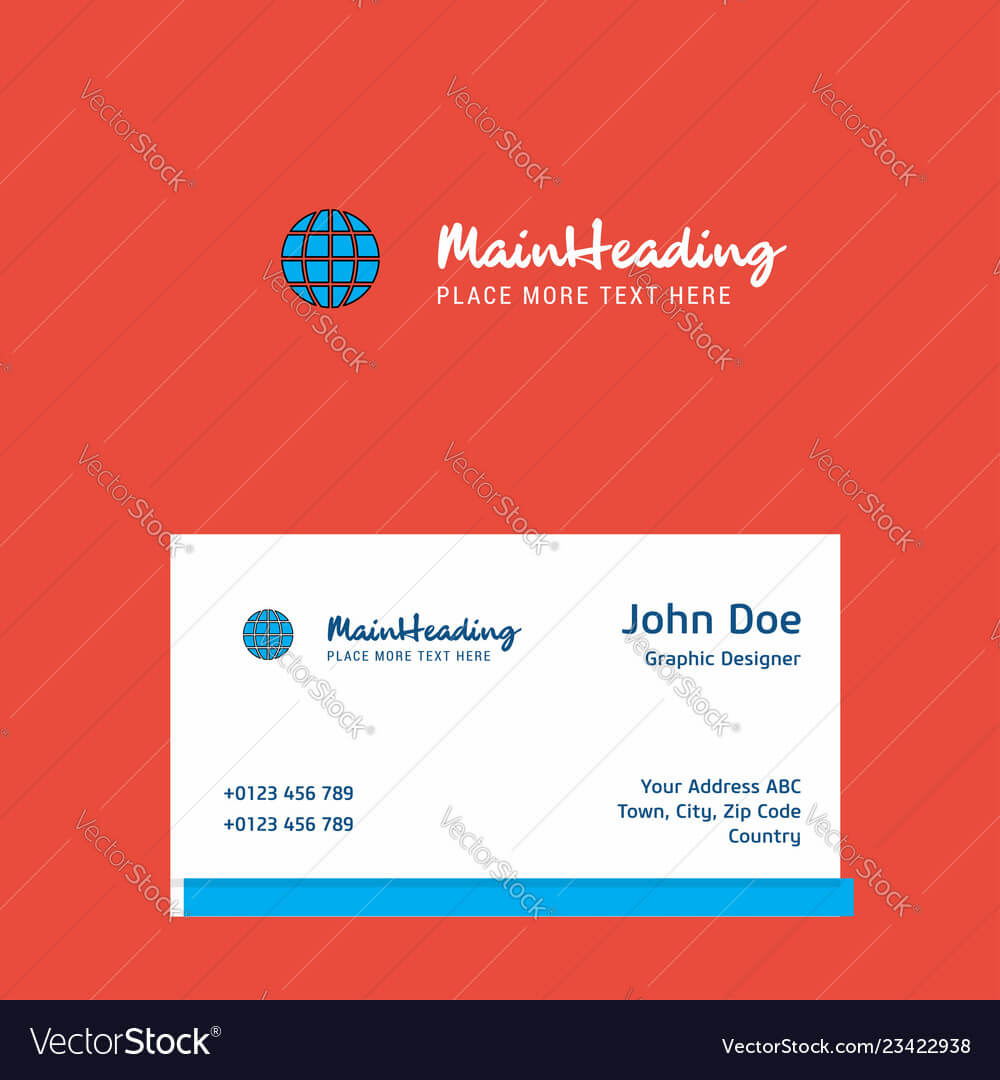 Globe Logo Design With Business Card Template Vector Image On Vectorstock With Regard To Adobe Illustrator Business Card Template