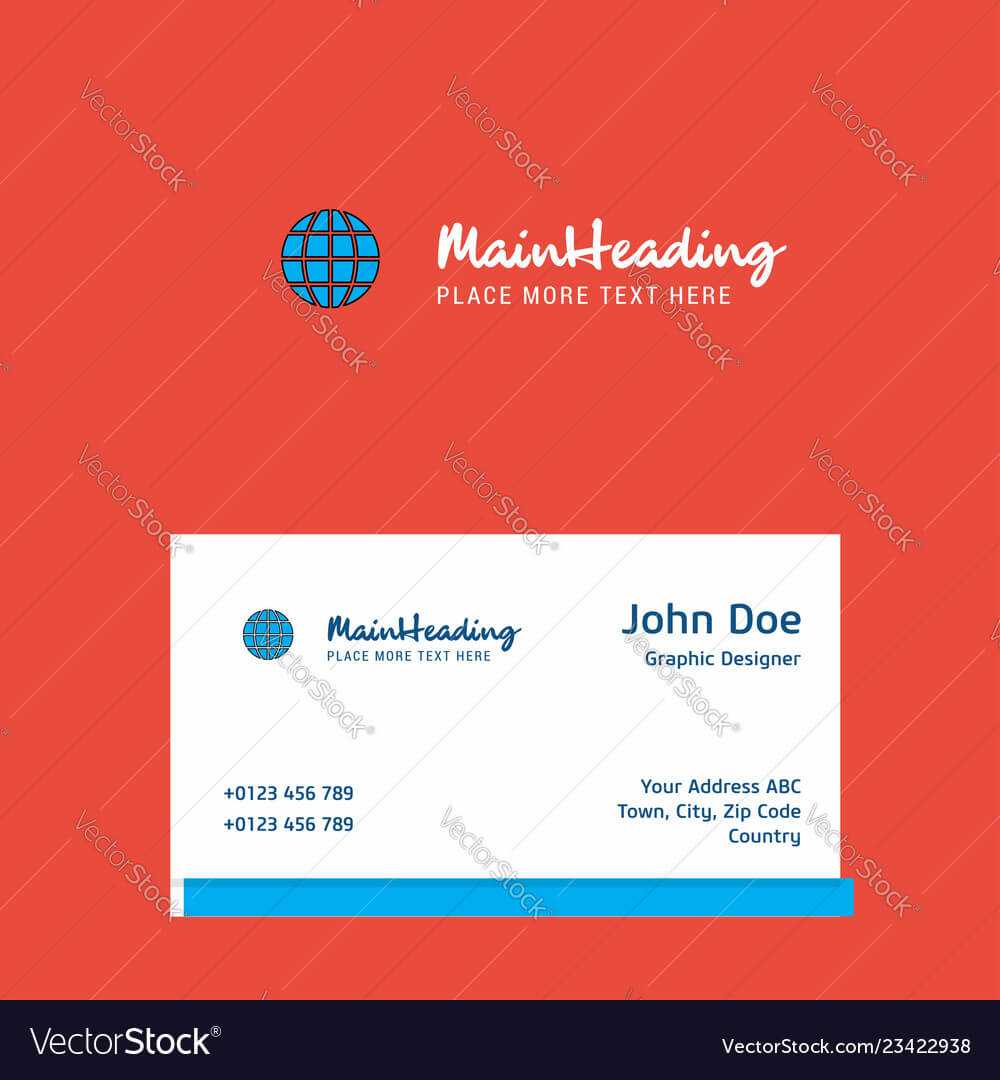 Globe Logo Design With Business Card Template Vector Image On Vectorstock With Regard To Adobe Illustrator Business Card Template