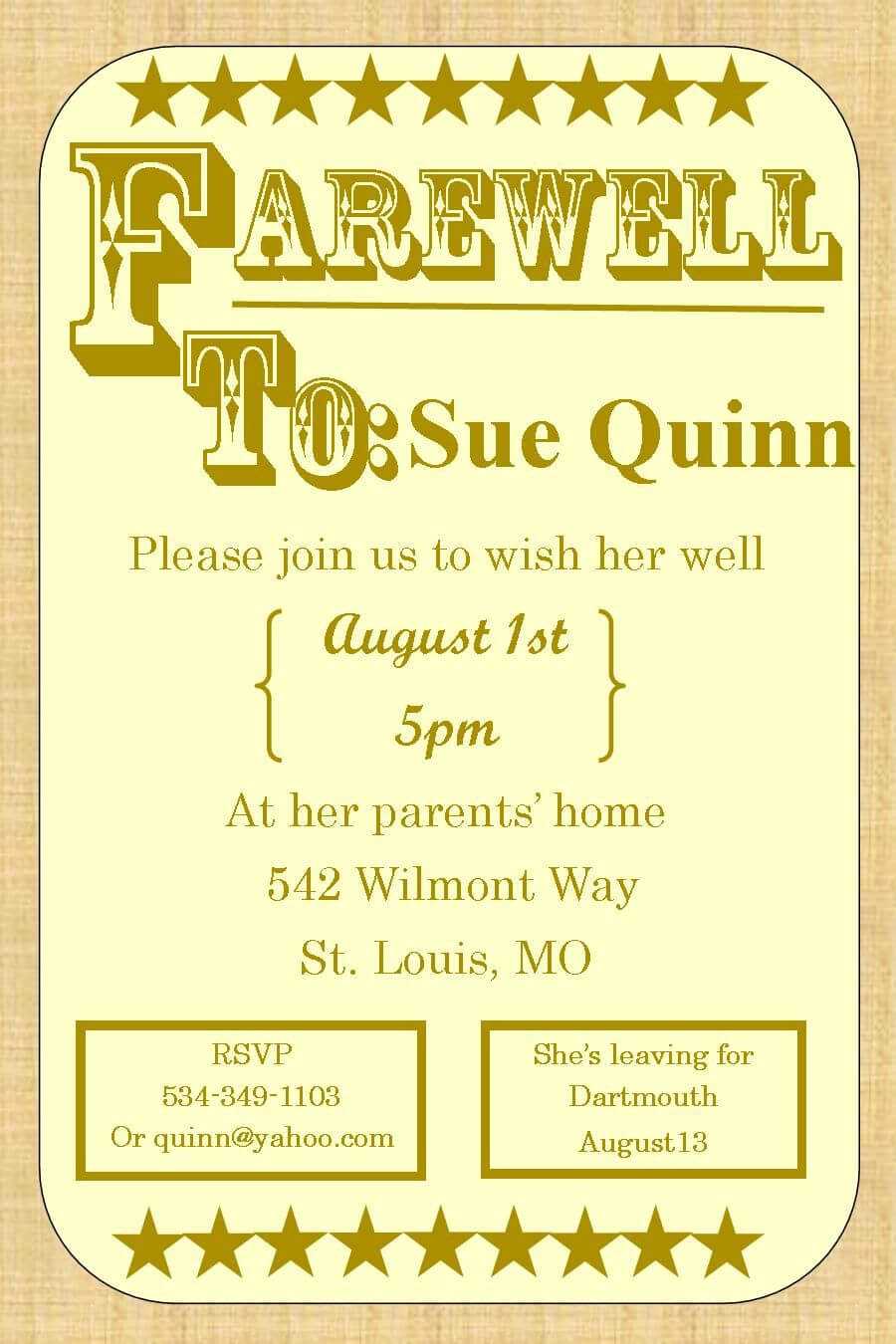 Going Away Party Invitations – Farewell Burlap | Farewell Throughout Farewell Card Template Word