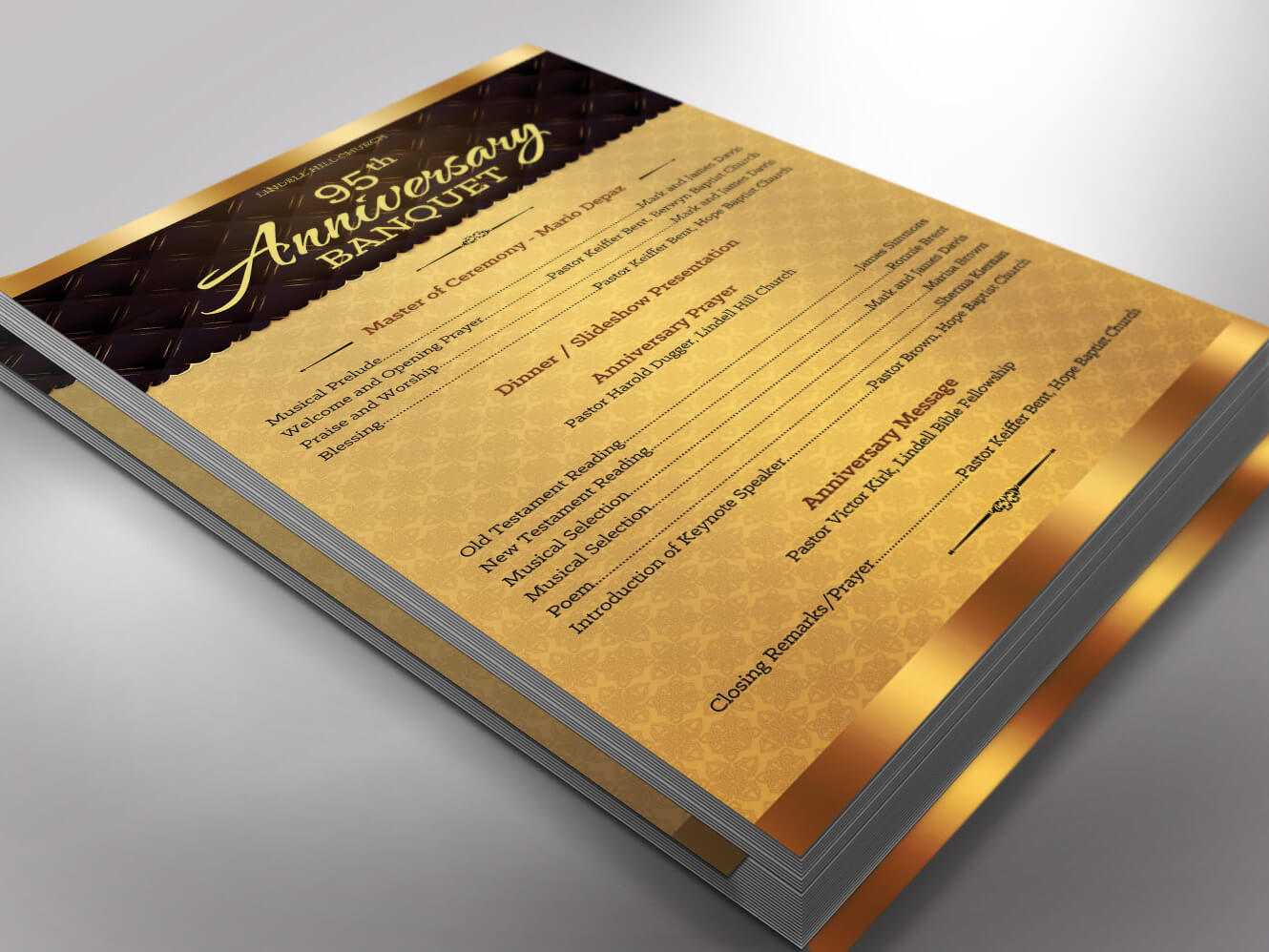 Golden Church Anniversary Program One Sheet Word Template Regarding Church Program Templates Word