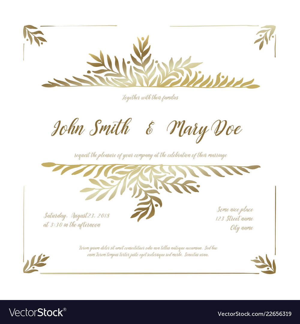 Golden Wedding Invitation Card Template Throughout Sample Wedding Invitation Cards Templates