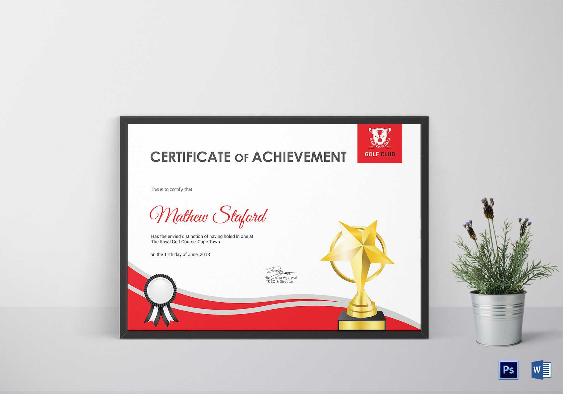 Golf Achievement Certificate Template For Golf Certificate Templates For Word