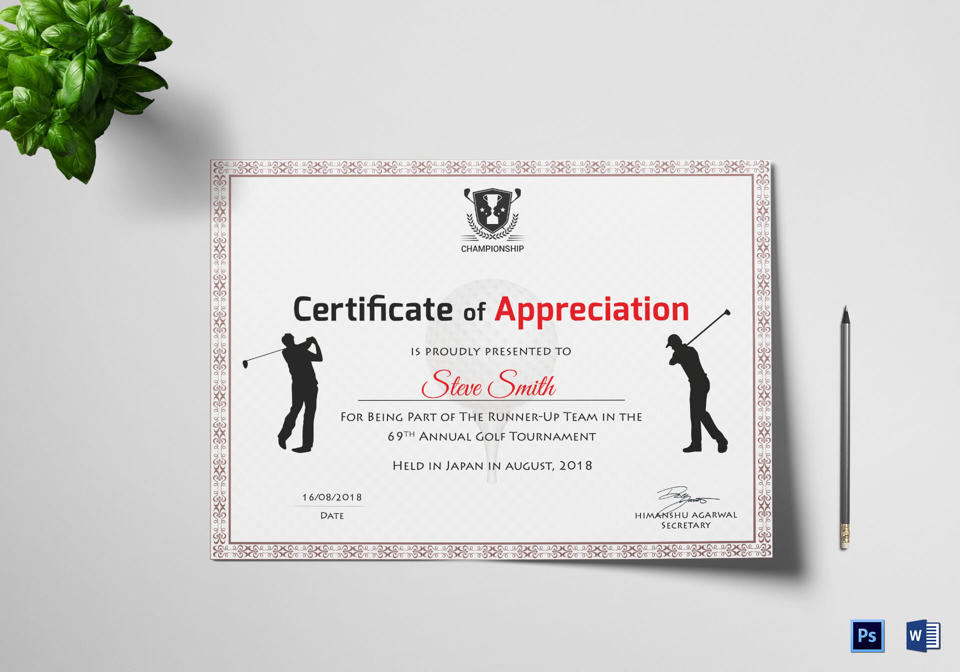Golf Appreciation Certificate Template Intended For Walking Certificate Templates
