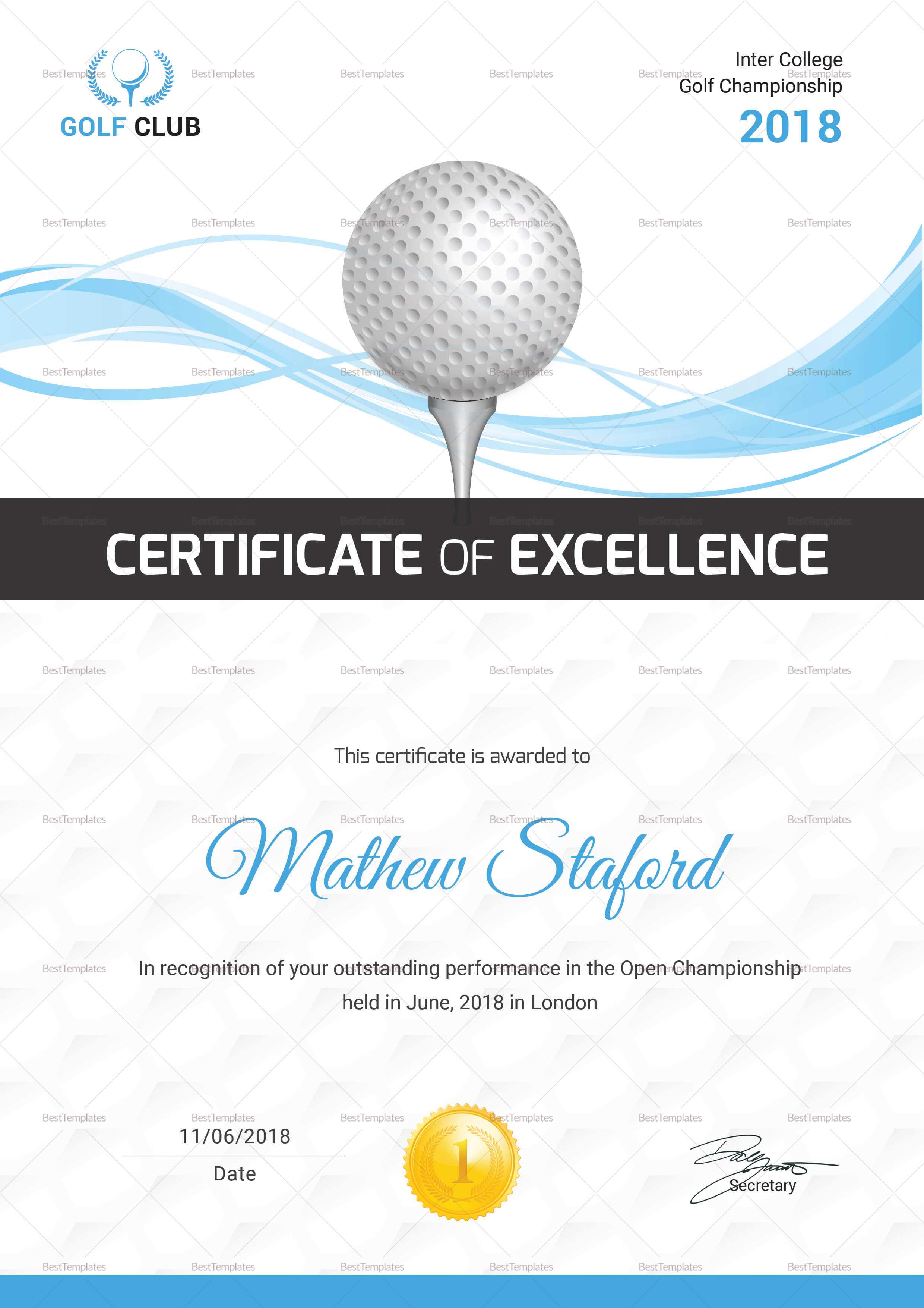 Golf Certificate Template With Golf Certificate Templates For Word