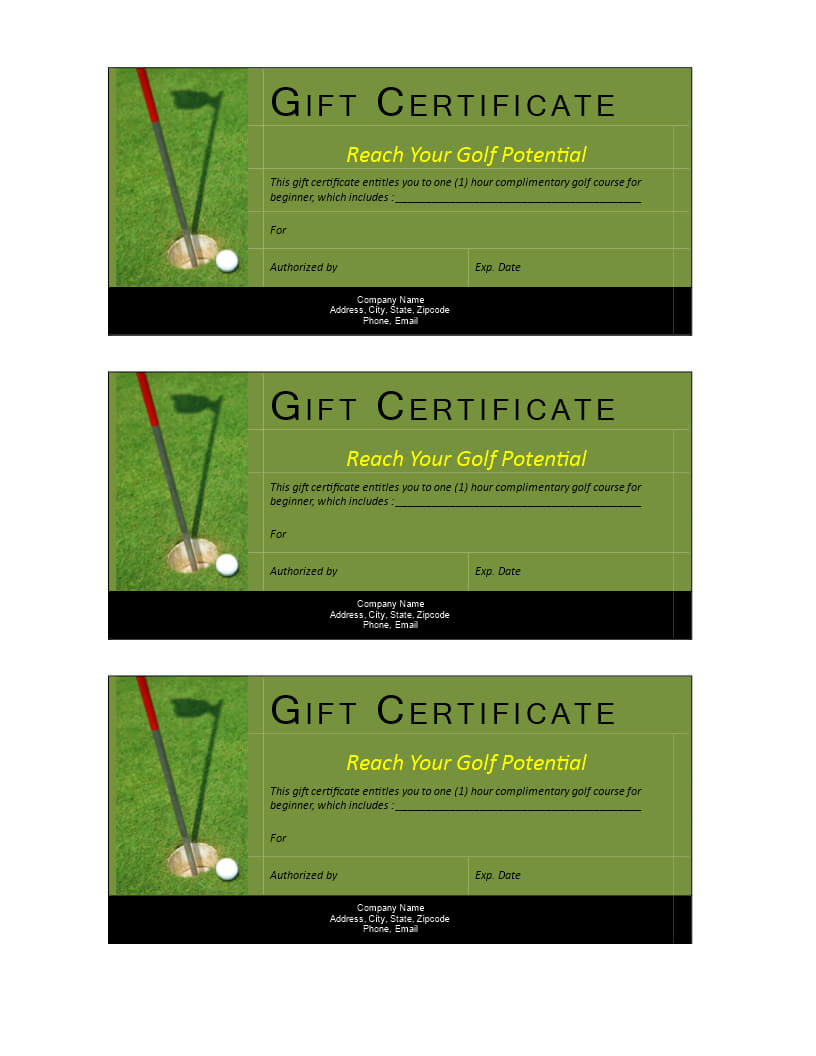 Golf Gift Non Cash Value Voucher – Download This Free In Golf Gift Certificate Template