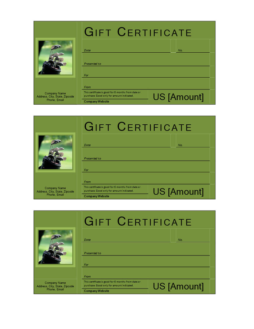 Golf Gift Voucher | Templates At Allbusinesstemplates Pertaining To Golf Certificate Template Free