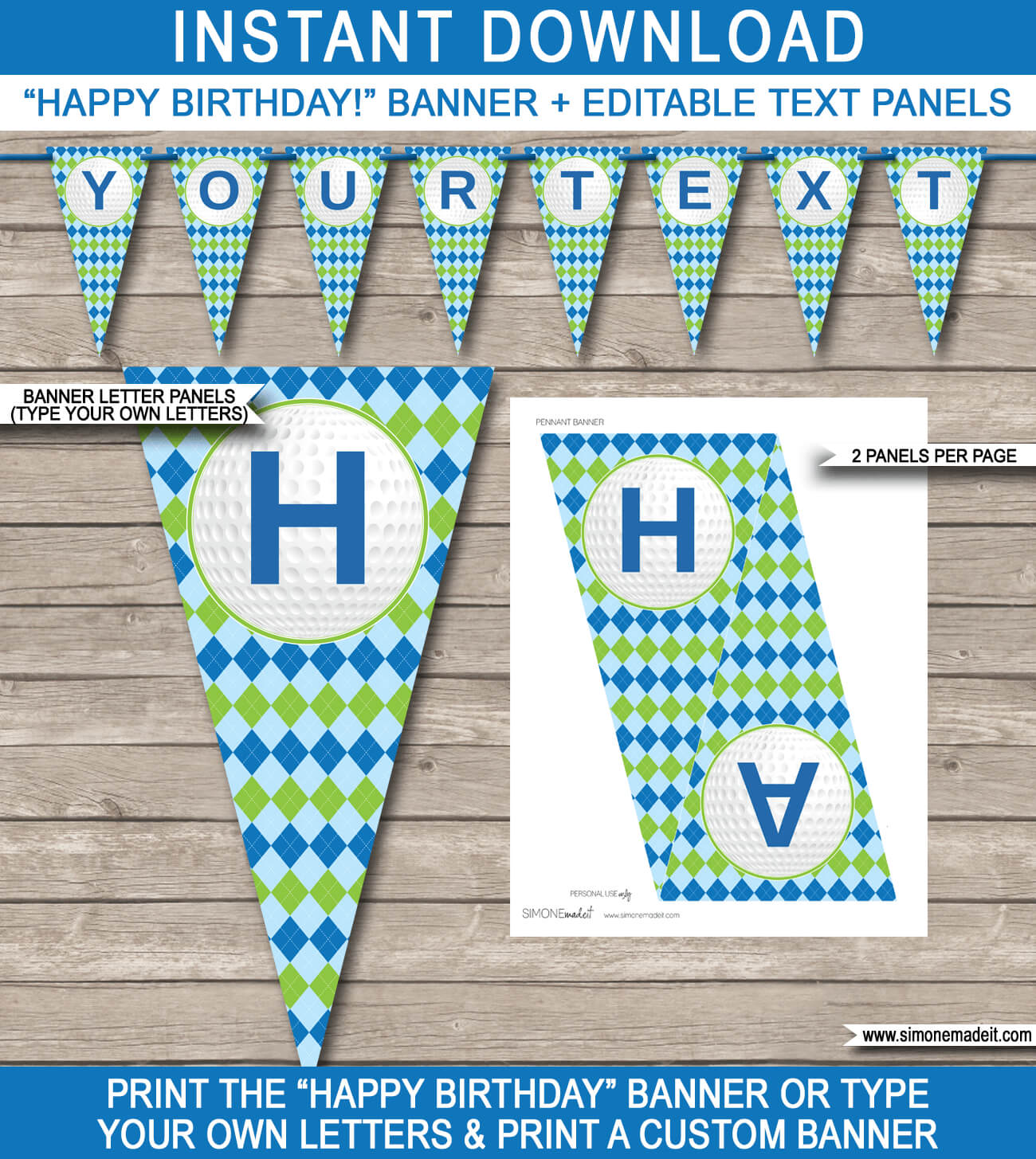 Golf Party Banner Template – Blue & Green In Free Printable Party Banner Templates