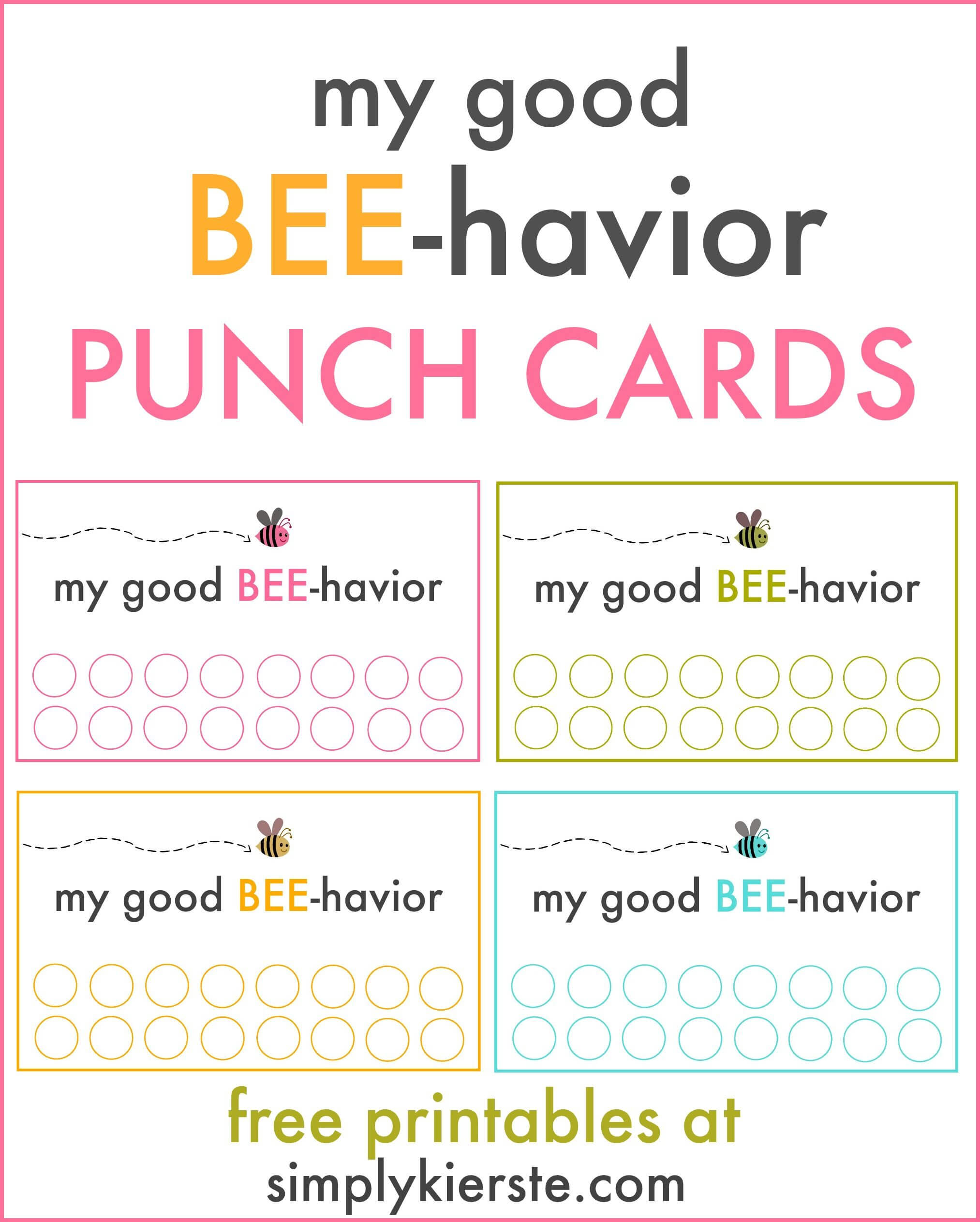 Good Behavior Punch Cards | Behavior Punch Cards, Kids With Free Printable Punch Card Template