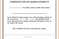 Good Conduct Certificate Template - Atlantaauctionco within Good Conduct Certificate Template