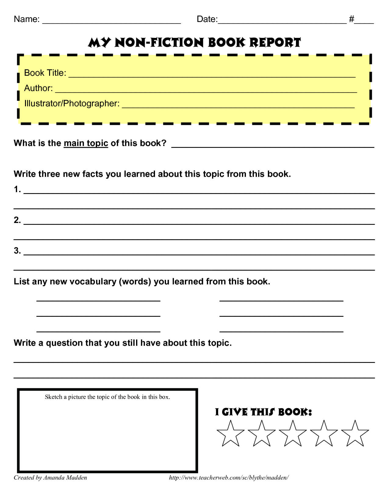 Grade 4 Book Report Template Non Fiction | Book Reports For Book Report Template In Spanish