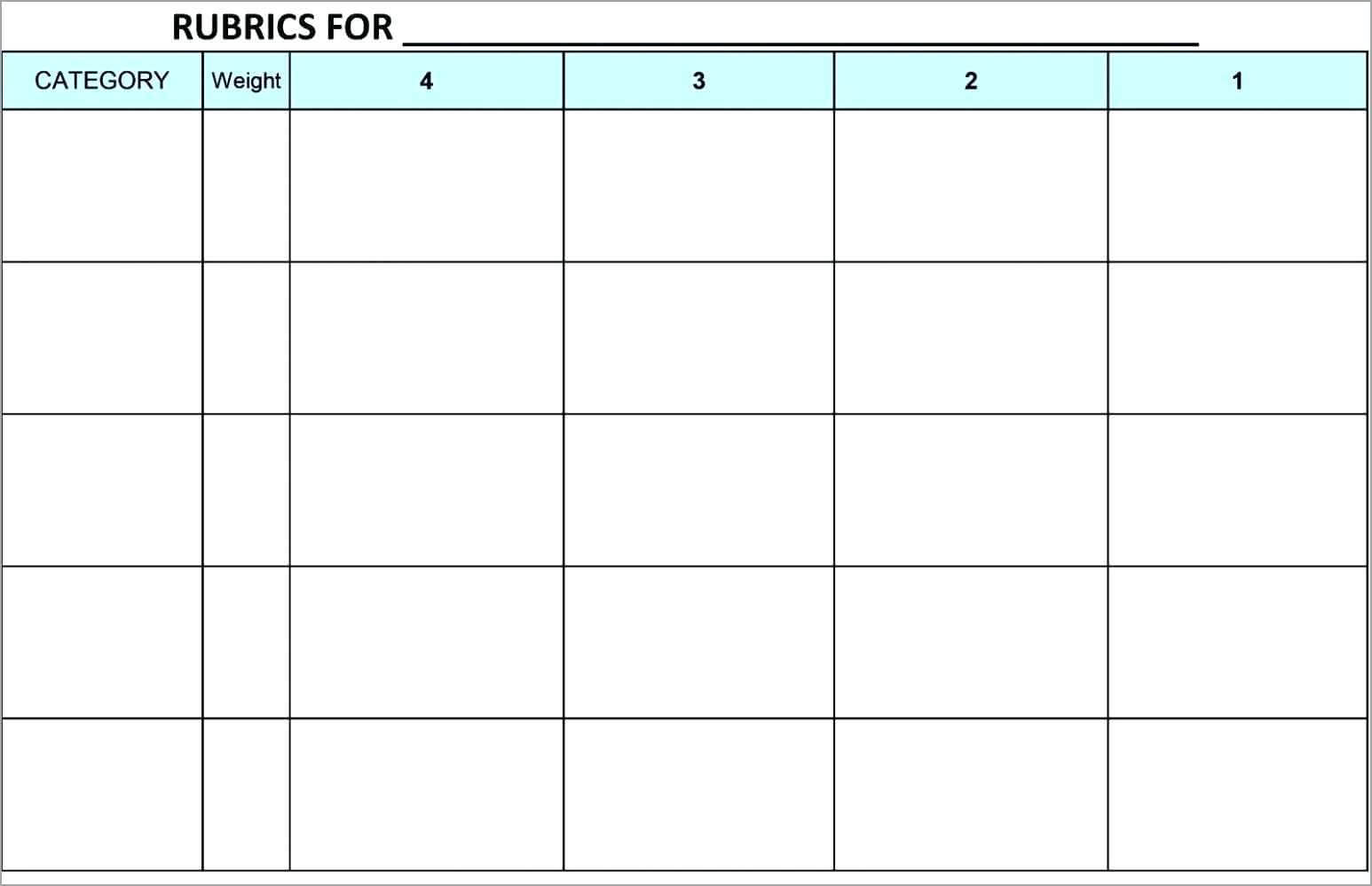 Grading Rubric Template Word In Blank Rubric Template