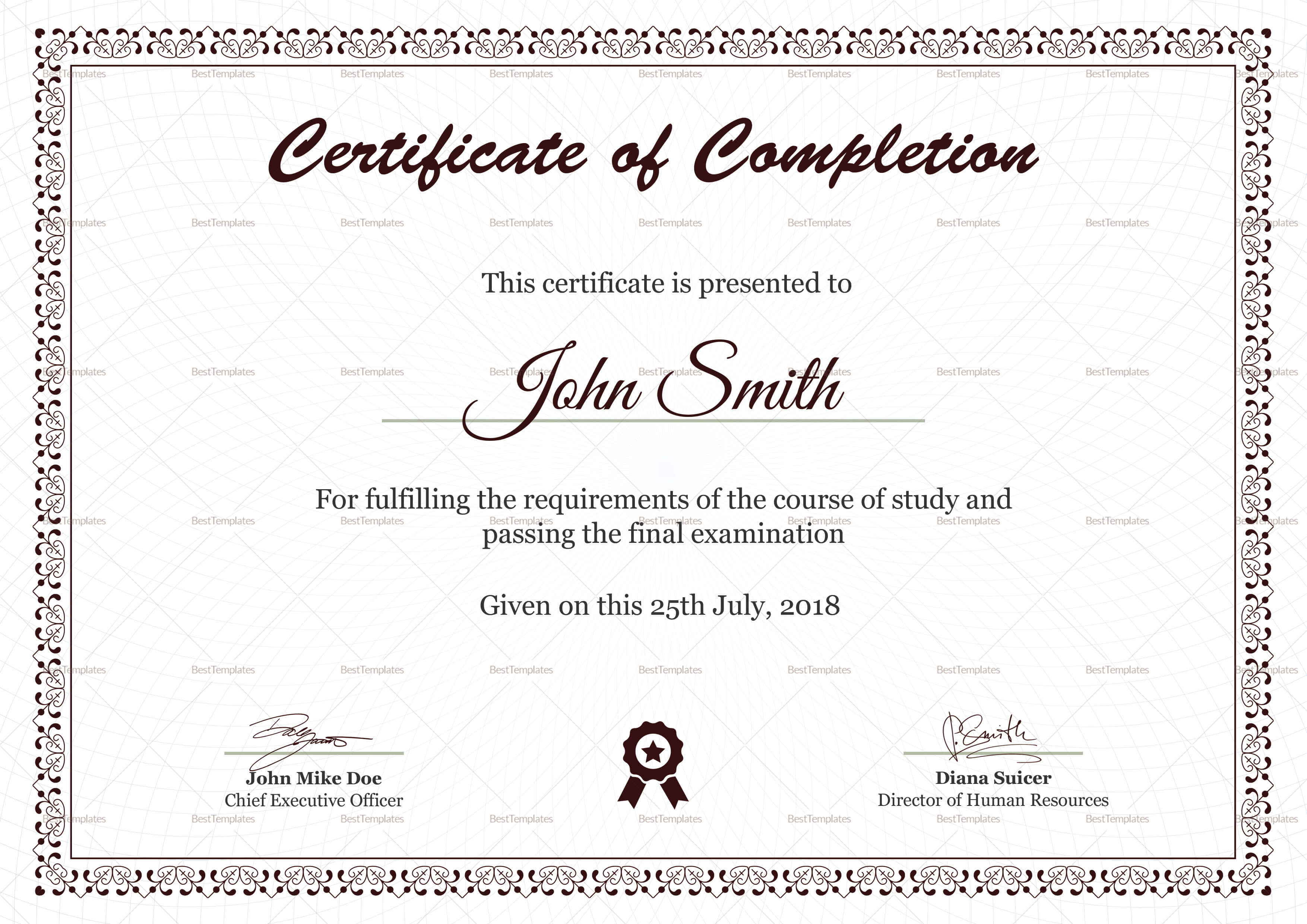Graduation Diploma Completion Certificate Template With Regard To Graduation Certificate Template Word