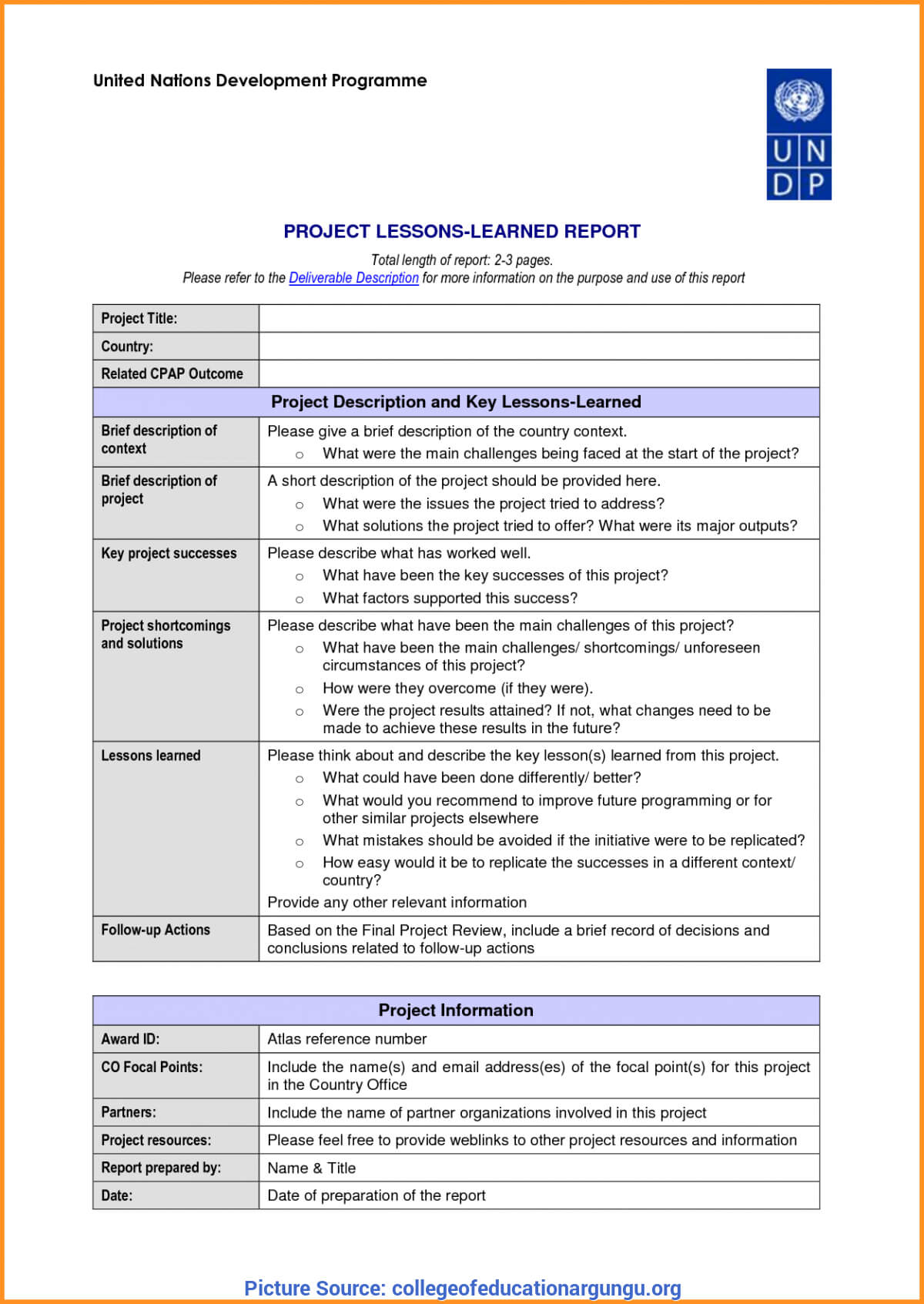 Great Hse Lessons Learned Template 23 Lessons Learnt Report Inside Lessons Learnt Report Template