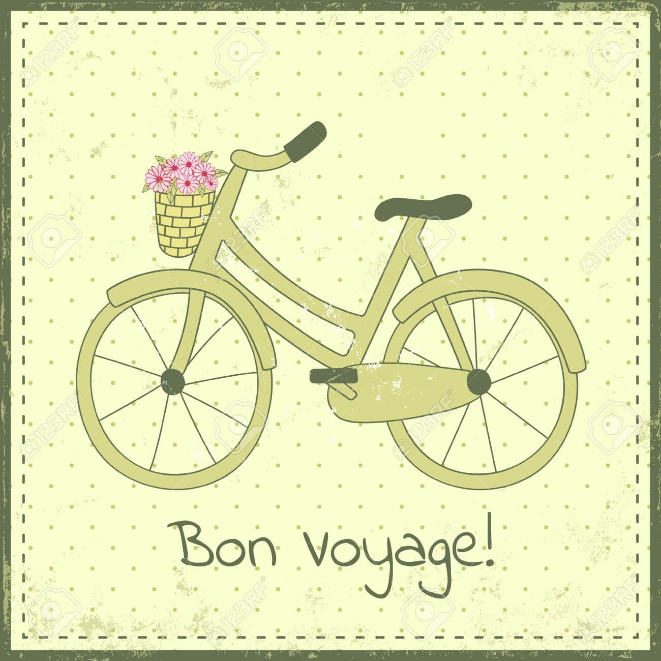 Greeting Card Template With Bike Illustration And Regarding Bon Voyage Card Template