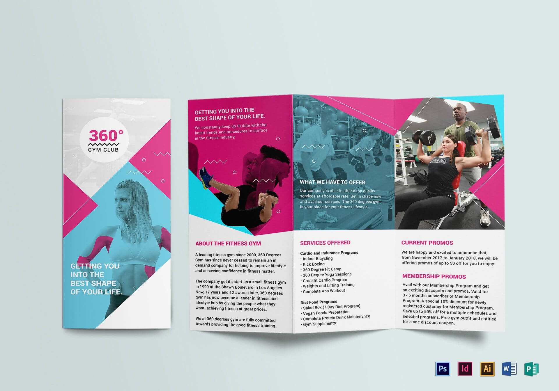 Gym Tri Fold Brochure Template For Tri Fold Brochure Template Illustrator Free