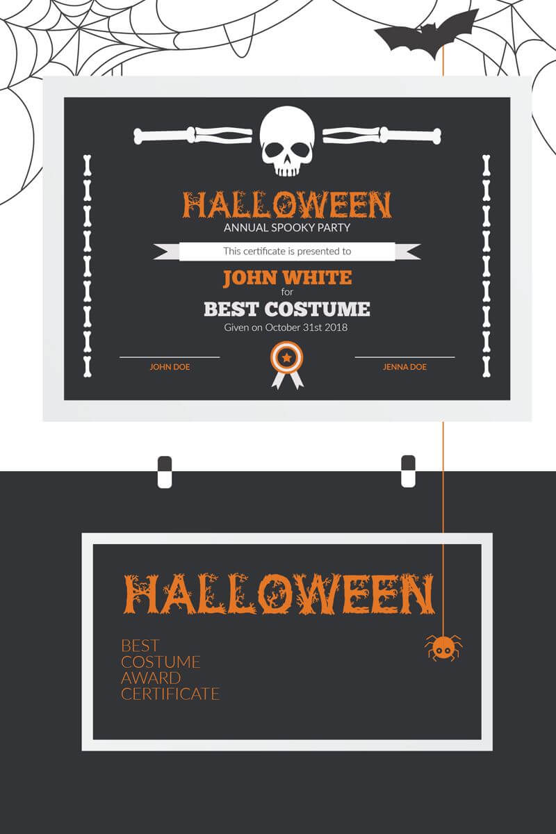 Halloween Best Costume Award Certificate Template | Retail Throughout Halloween Costume Certificate Template